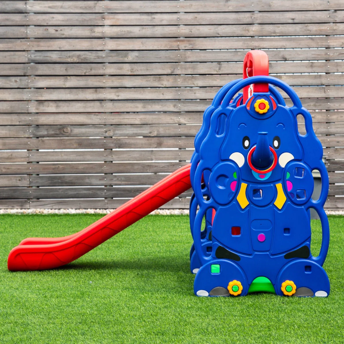 3 in 1 Junior Children Climber Slide Swing Seat Basketball Hoop Playset Backyard - Image 9
