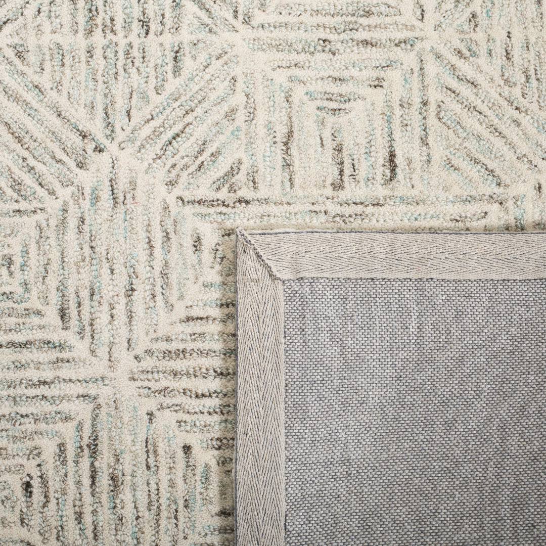 Linsly Geometric Hand Tufted Wool Ivory/Light Blue Area Rug Birch Lane Rug Size: Rectangle 3' x 5'