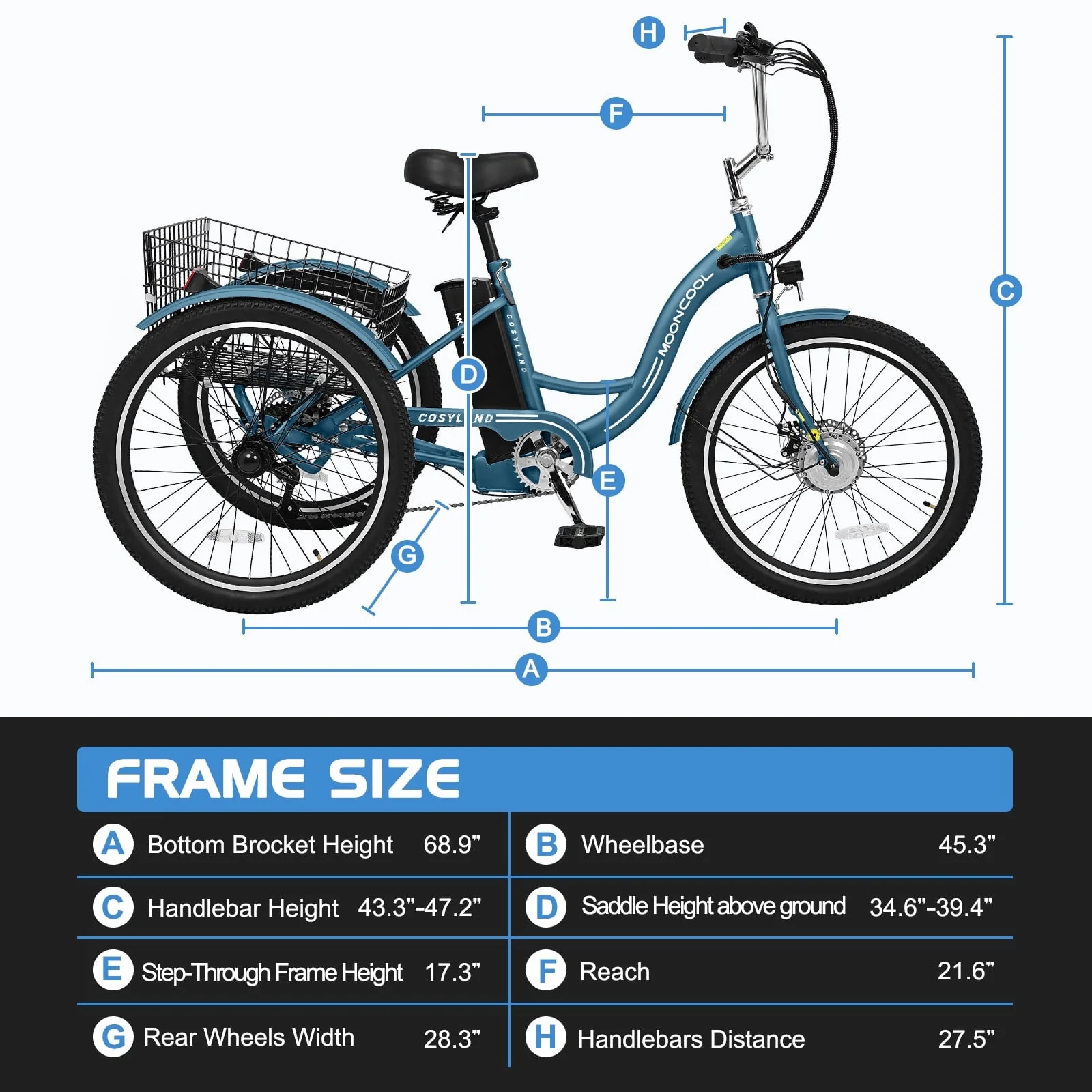 Lilypelle Electric Tricycle, 3 Wheel Motorized Bicycle, with 350W Motor 36V 10.4AH Lithium Battery UL Certified, 24
