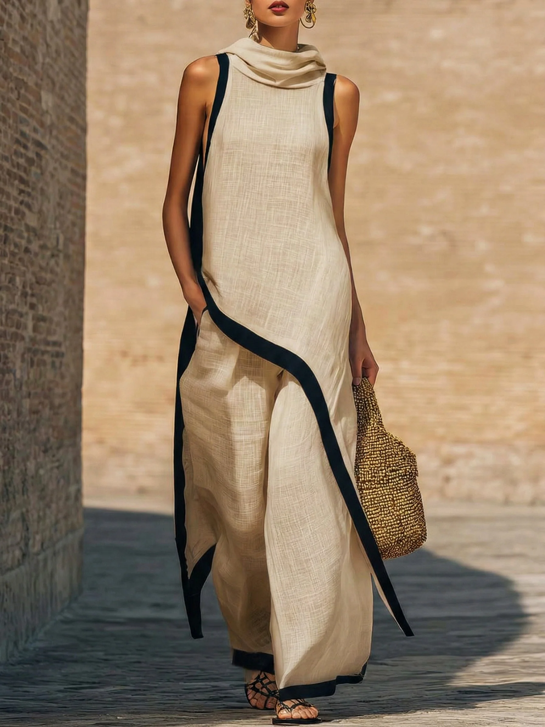 Lila | Ensemble élégant en lin et coton avec coupe artistique