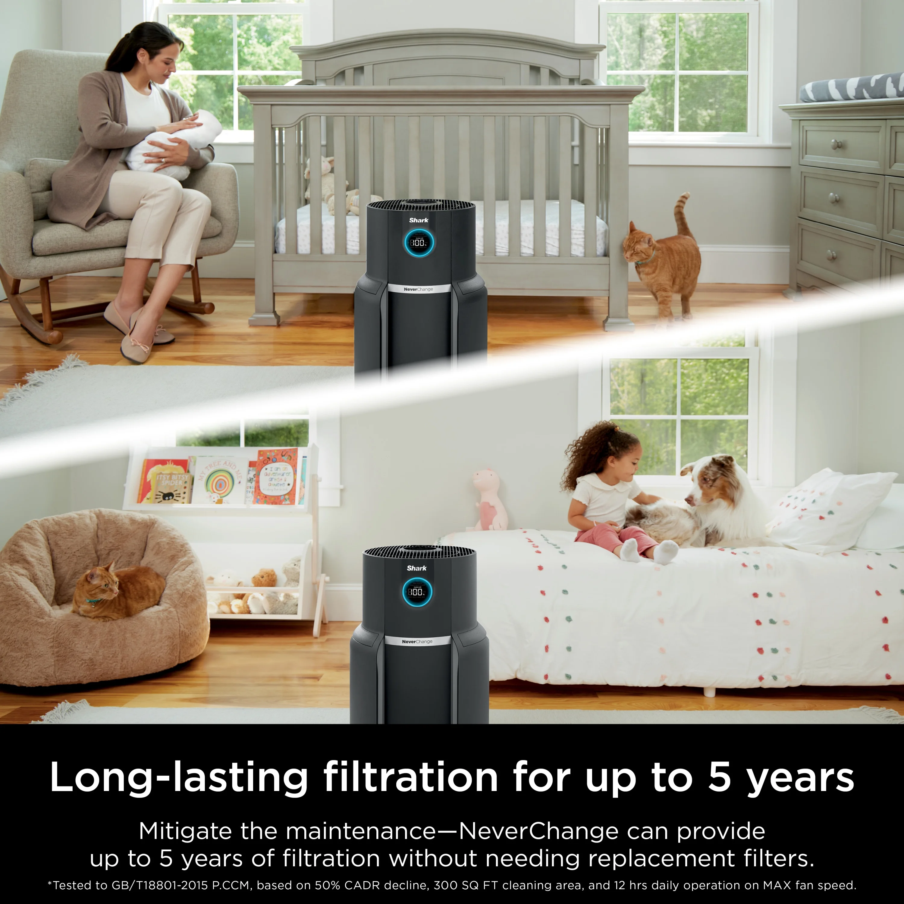 Never Change Air Purifier MAX, 5-Year HEPA Filter, 1200 Sq. ft., Charcoal Gray, HP300 - Image 7