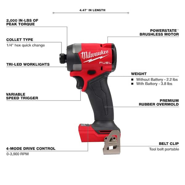 M18 FUEL 18V Lithium-Ion Brushless Cordless Combo Kit (5-Tool) with Two 5.0 Ah Batteries, 1 Charger 1 Tool Bag - Image 3