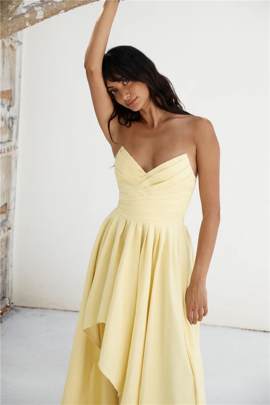 Wise Tales Strapless Maxi Dress Yellow