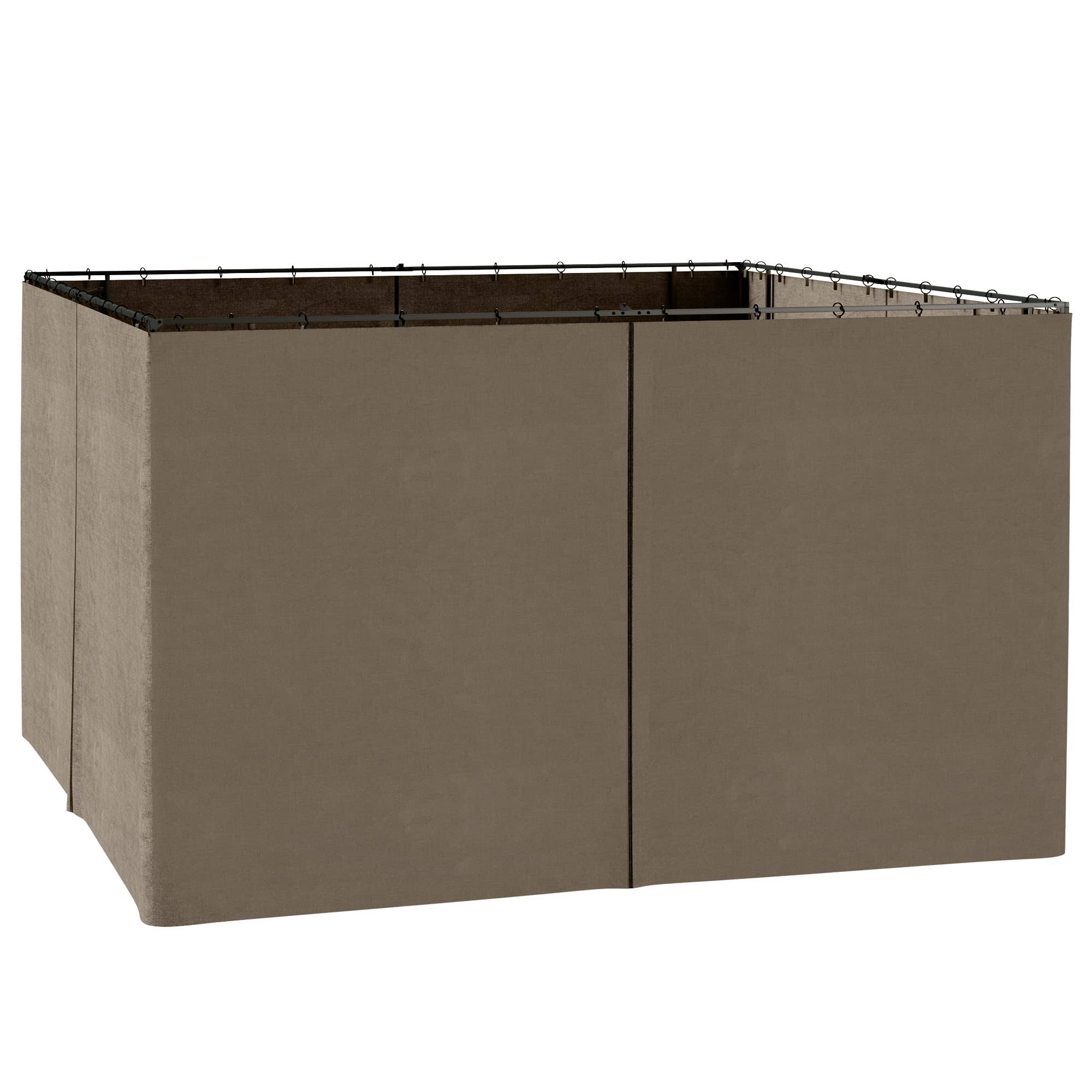 Outsunny 10' x 12' Universal Gazebo Sidewall Set with 4 Panels, Hooks/C-Rings Included for Pergolas & Cabanas, Brown