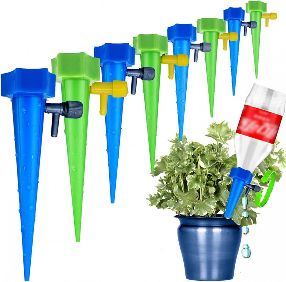 LABOTA 24 Packs Self Watering Spikes Adjustable Plant Watering Spikes with Slow Release Control Valve Switch for Garden Plants Indoor & Outdoor