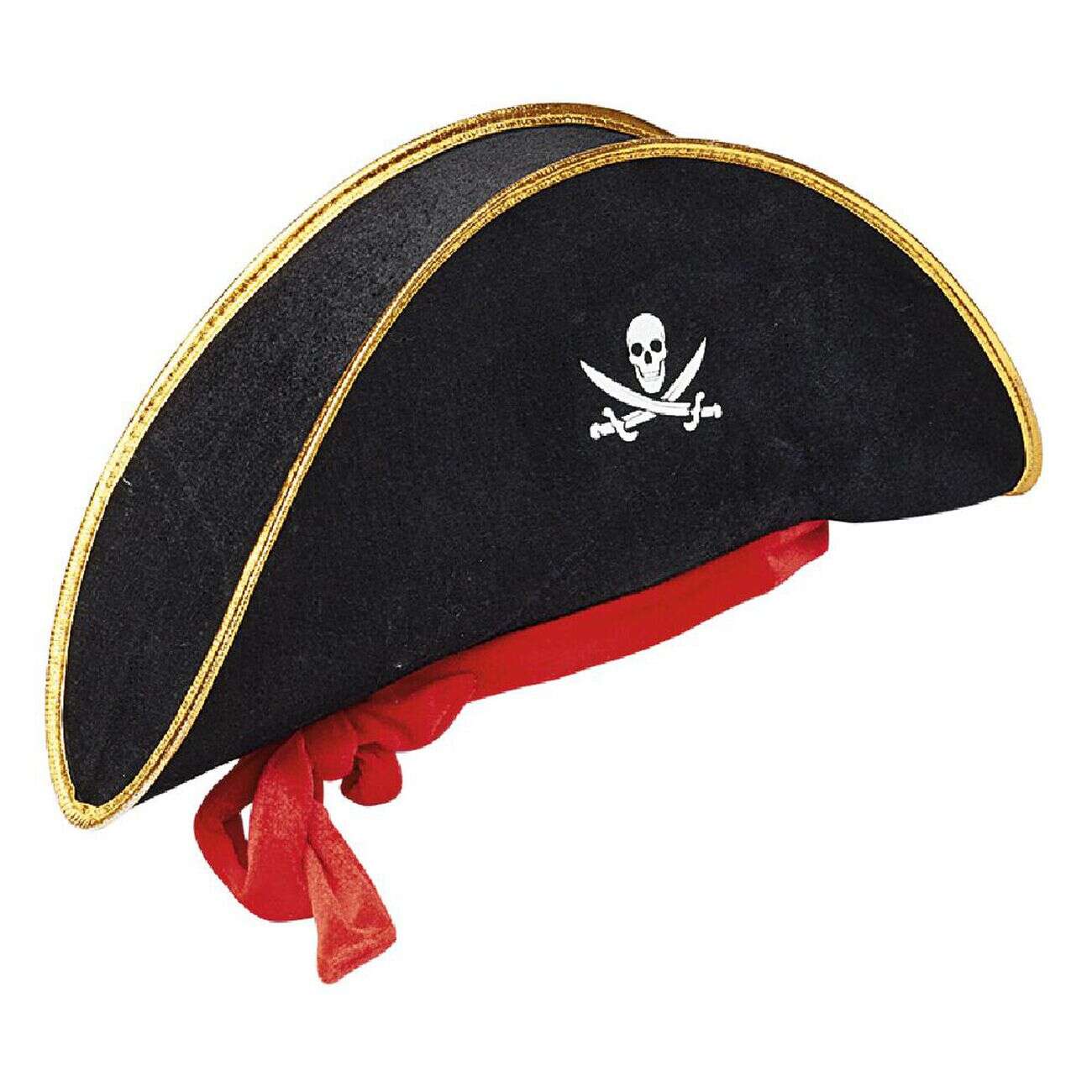 Chapeau de pirate noir avec ruban rouge pour enfant