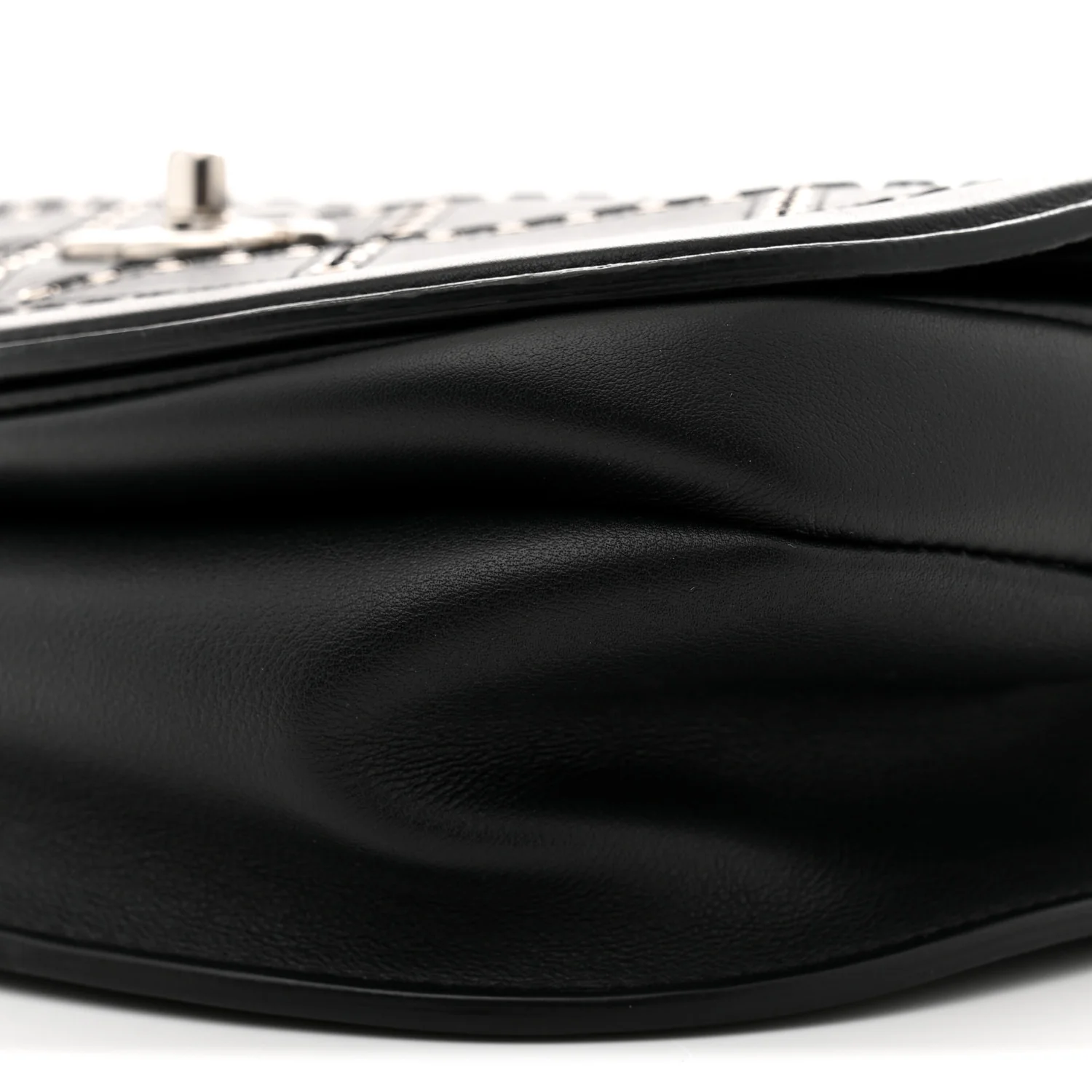 Calfskin Coco Eyelets Small Flap Bag Black