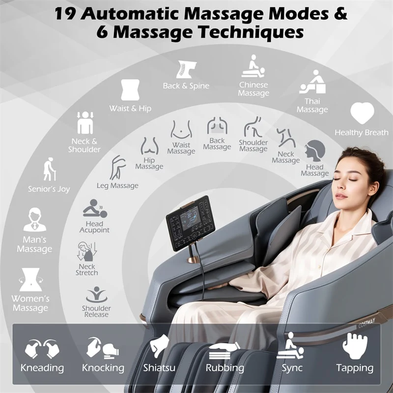 Eletriclife Full Body Zero Gravity Massage Chair SL Track Recliner with Airbags & Touch Screen