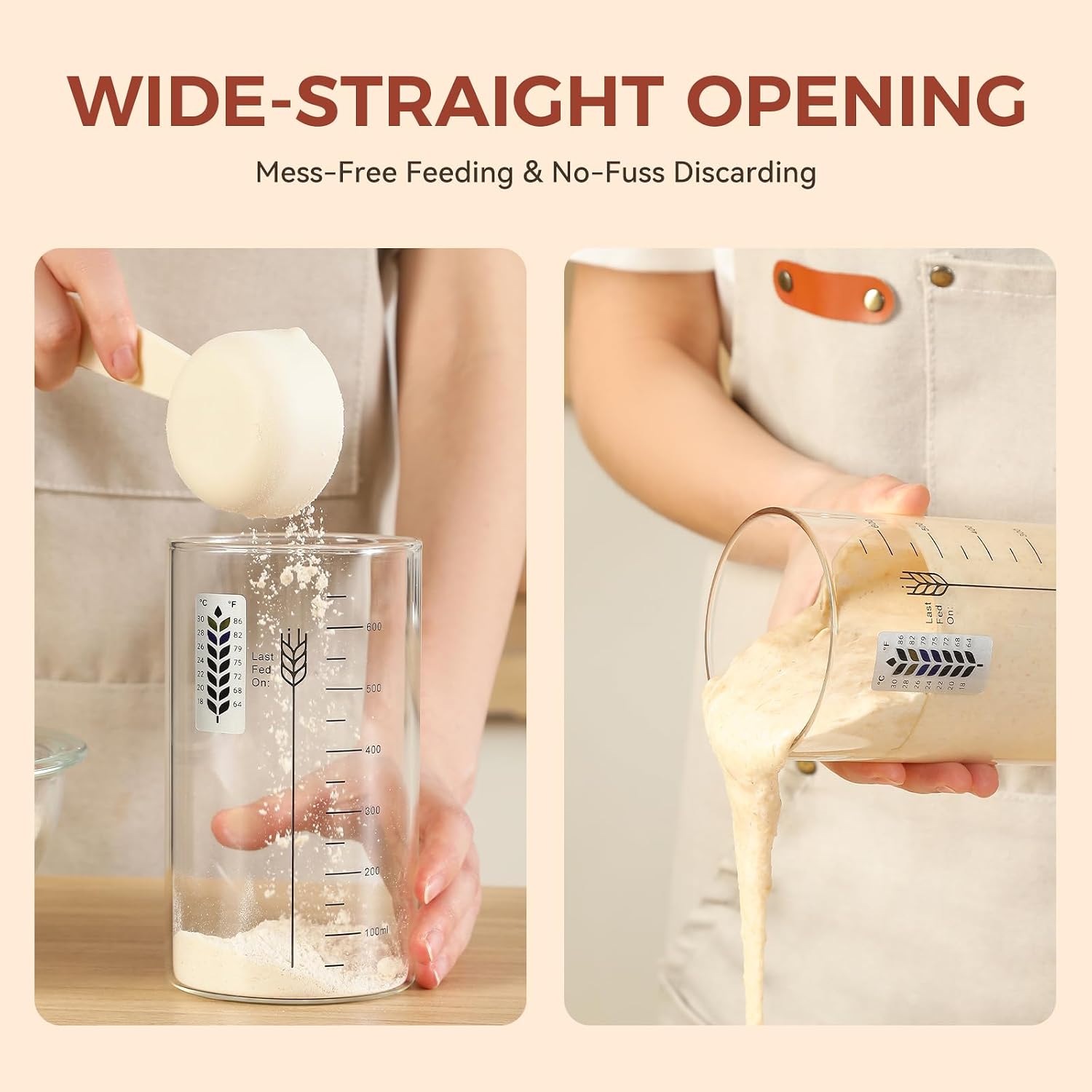 Sourdough Starter Jar Kit, 24 oz Wide Mouth Sour Dough Jars Glass