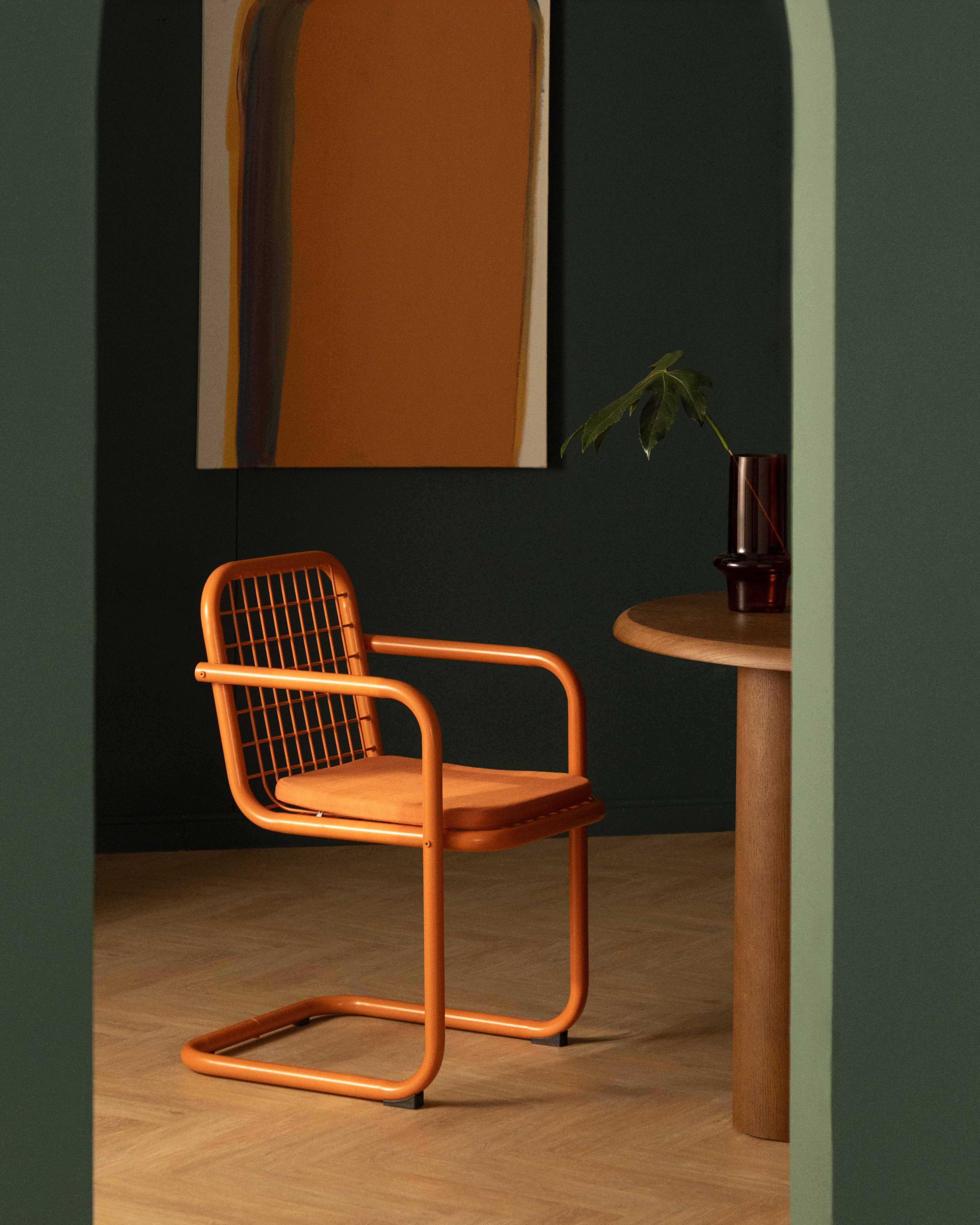Biaritz - Silla de Comedor con Reposabrazos de Metal Biaritz