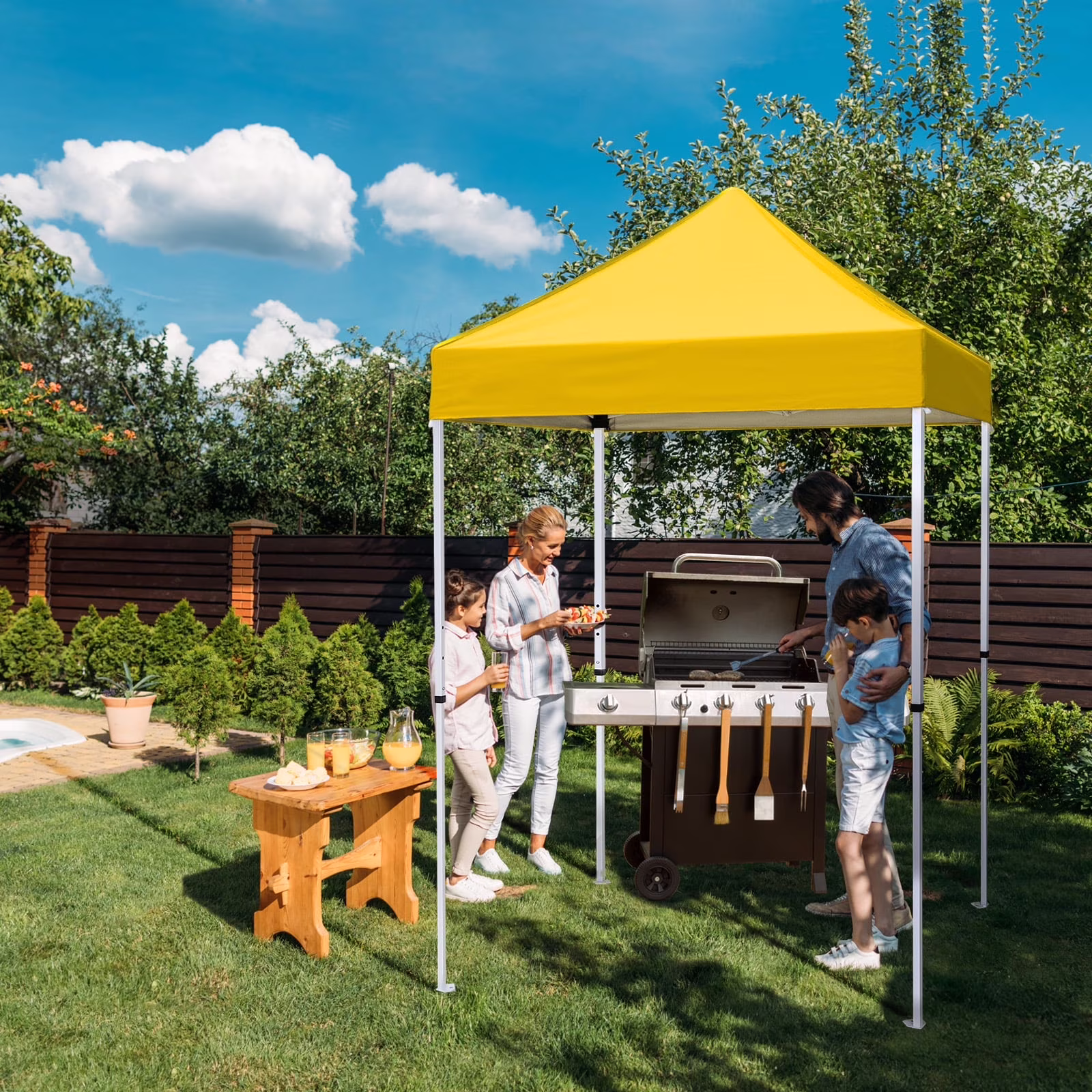 5x5 Pop Up Canopy Tent Instant Outdoor Canopy Easy Set up Straight Leg Folding Shelter(Blue)(Blue) Image 3