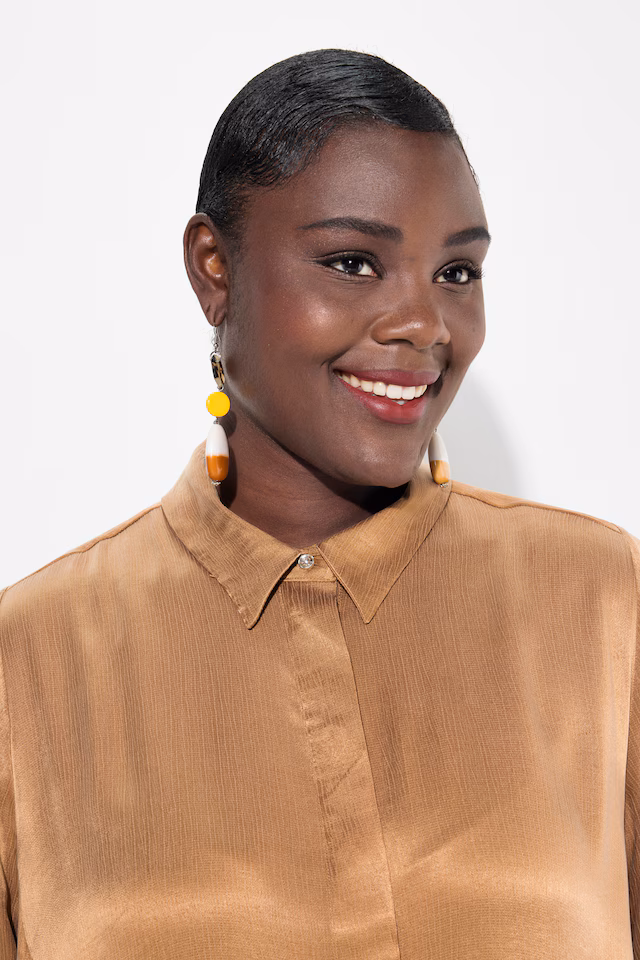 Satin Godet Pleat 3/4 Sleeve Blouse