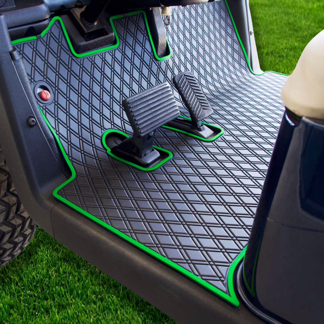 EZGO RXV Golf Cart Mat, Full Coverage Golf Cart Floor Liner Mat Only Fits EZGO RXV (2008-2022) 2Five (2009+) Black with Red Trim(Red Trim) - Image 3