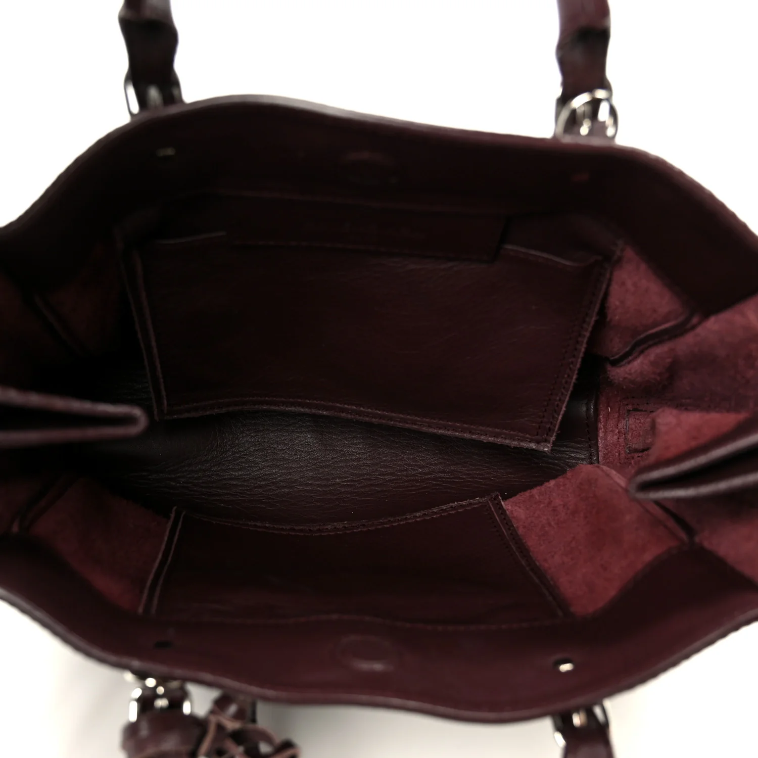 Calfskin Papier Mini A4 Zip Around Tote Rouge Aubergine