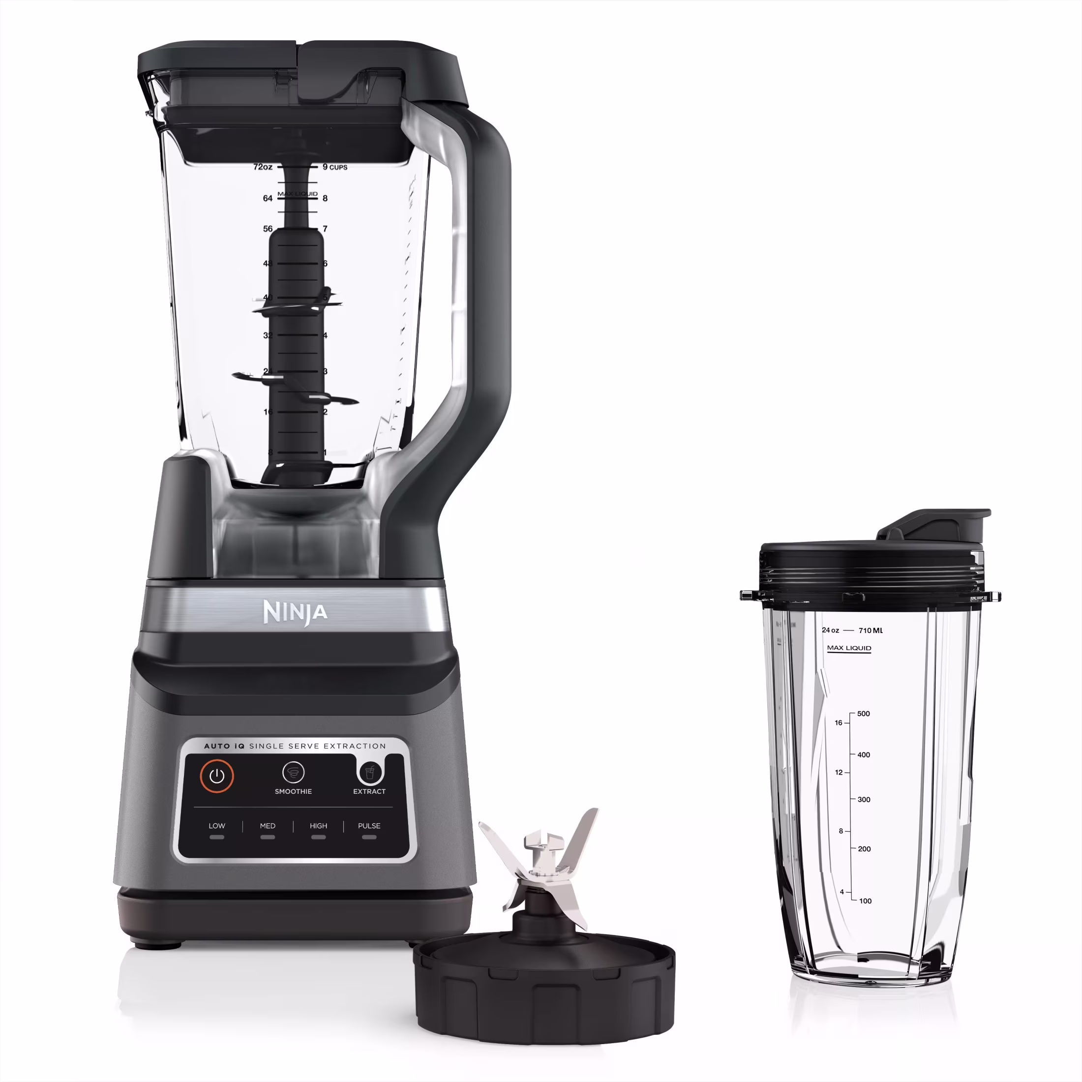 Ninja Professional Plus DUO Blender, 1400 W, 2 Auto - IQ Programs for Smoothies, Nutrient Extraction, 72 oz* Total Crushing Pitcher & (1) 24 oz to - Go Cup, Black, BN750