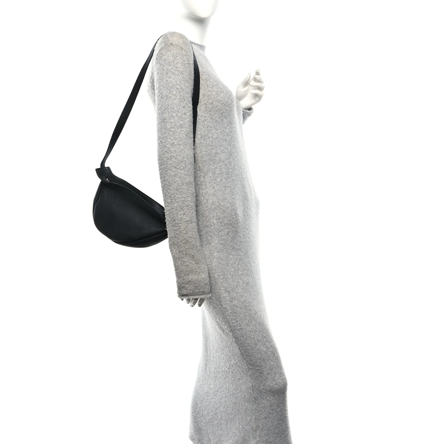 Grained Calfskin Small Slouchy Banana Bag Black