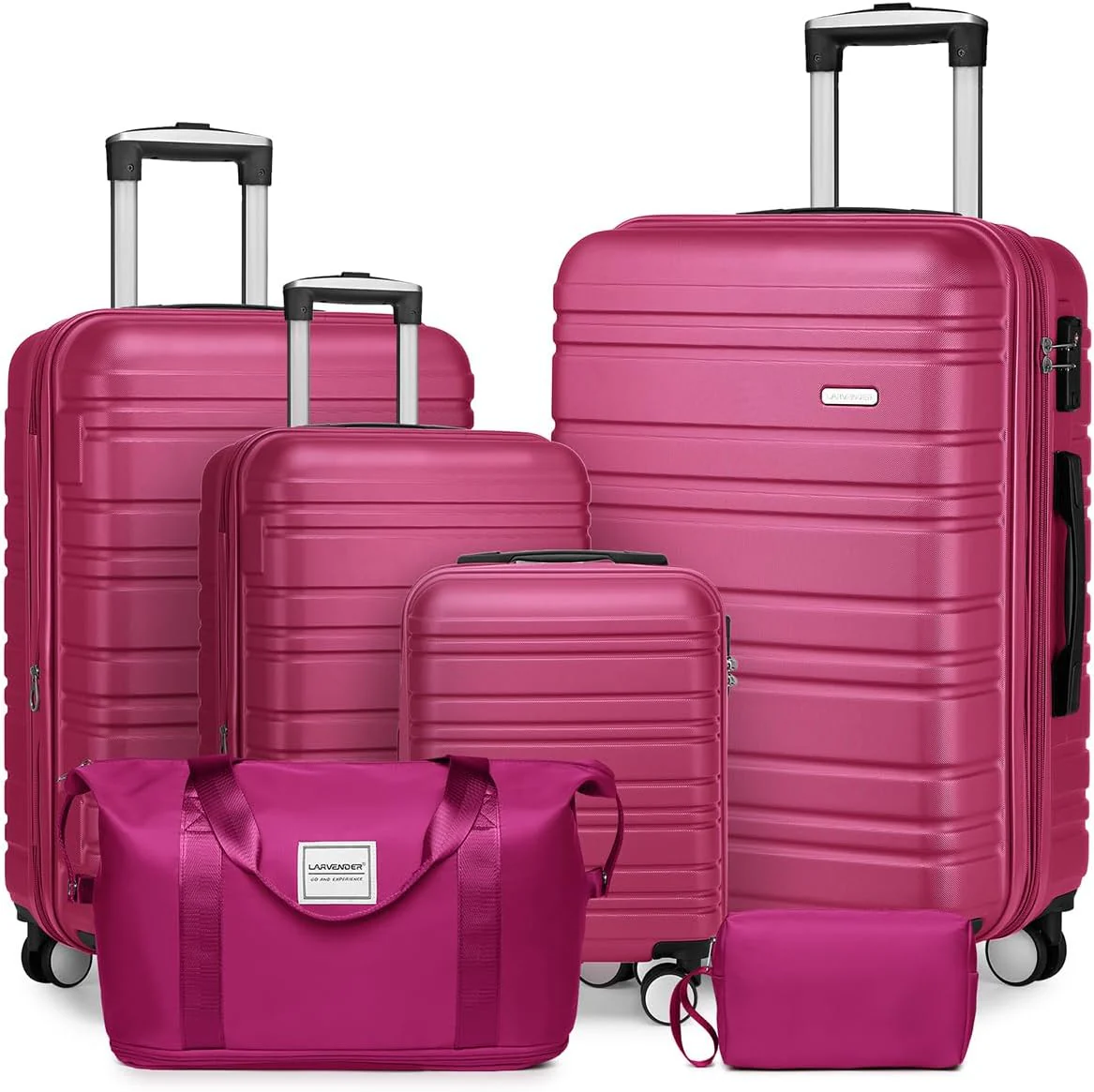 Ensemble de 6 valises, ensemble de valises rigides extensibles avec roulettes multidirectionnelles, ensemble de bagages à roulettes légers