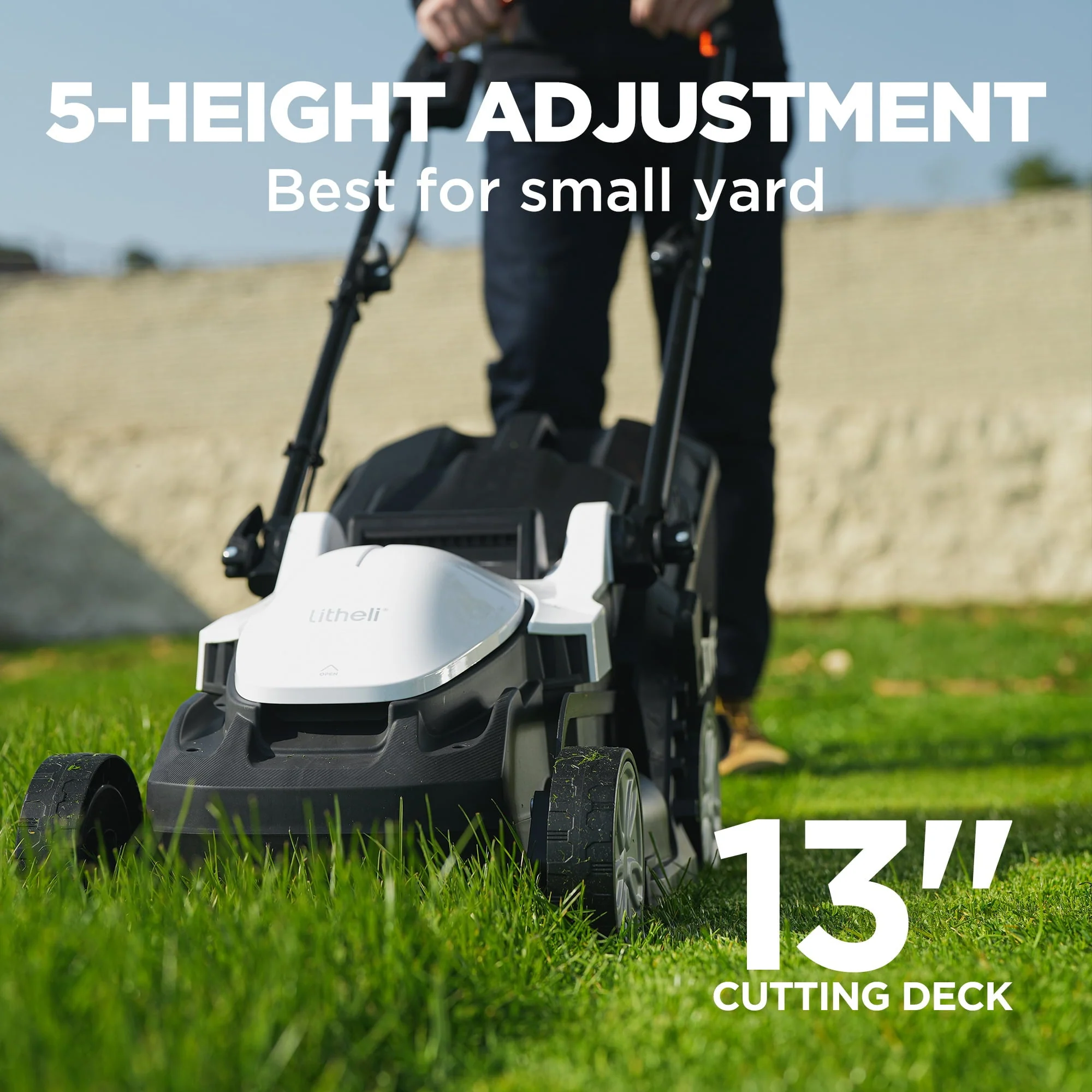 Cordless Lawn Mower 13 Inch, 5 Heights Adjustment, U20 Series 20V Electric Lawn Mowers for Garden With Brushless Motor, 4 0Ah Portable Battery Included Image 3