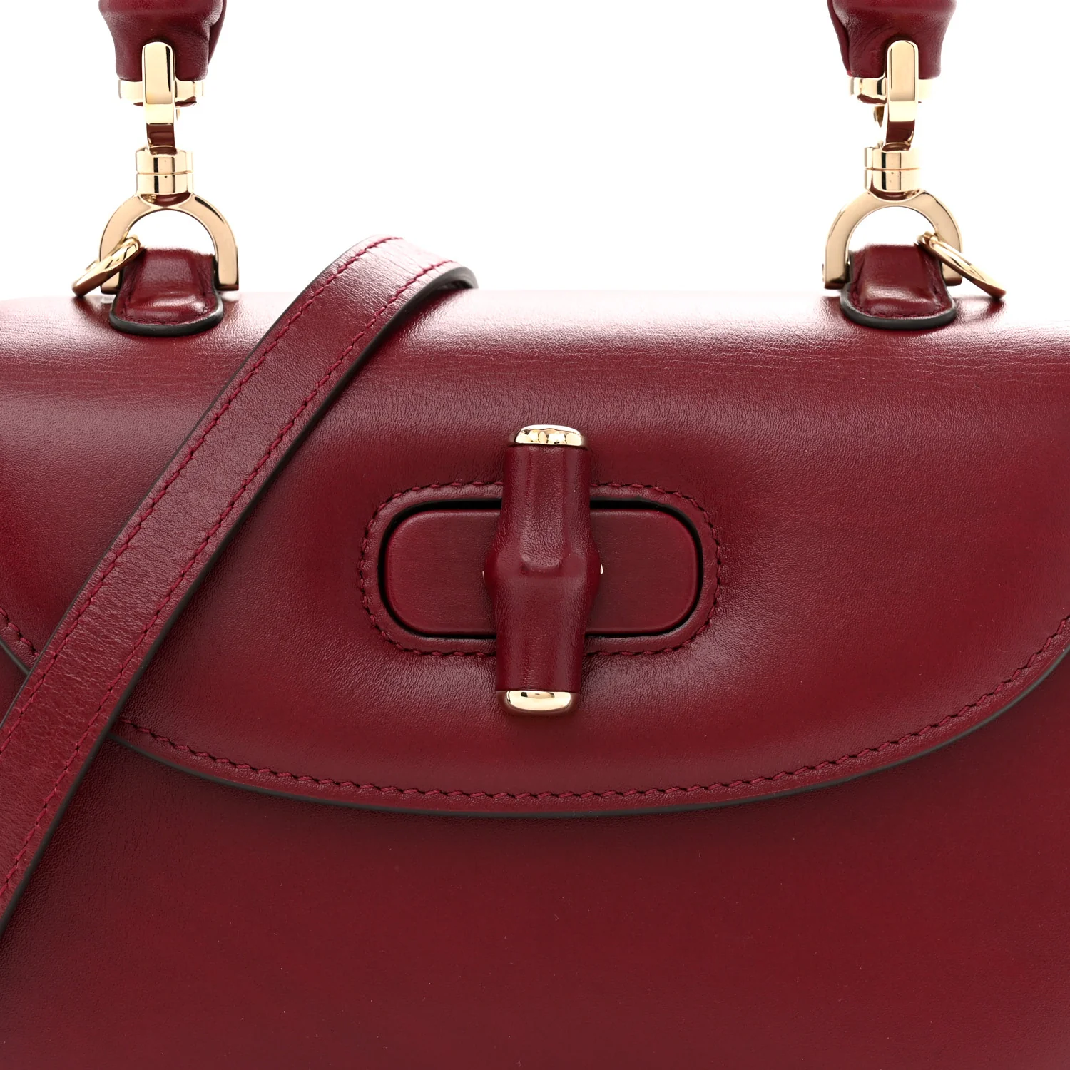 Boarded Dyana Lux Calfskin Web Monochrome Small Bamboo 1947 Top Handle Bag Rosso Ancora