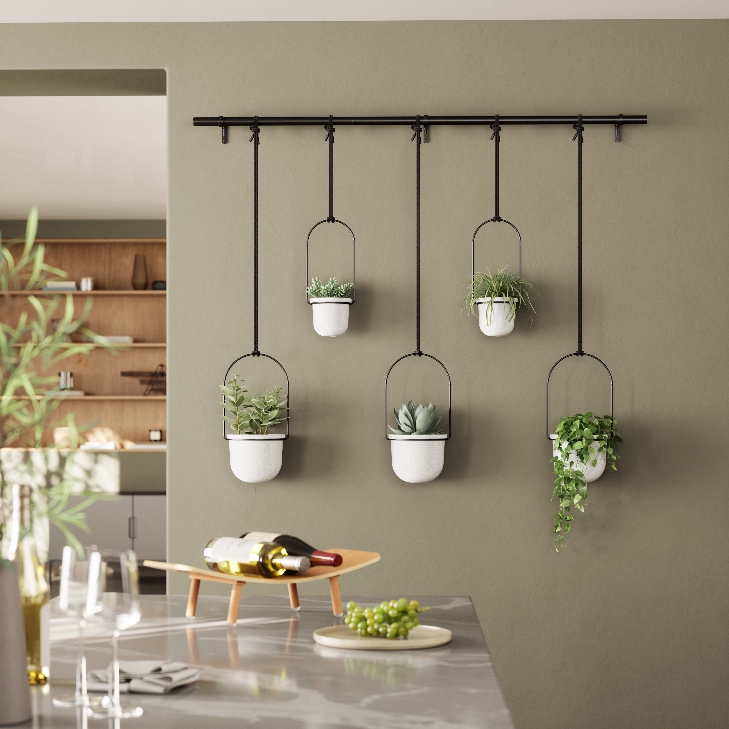 Umbra Triflora Hangende Bloempotten - Set van 5 - Wit