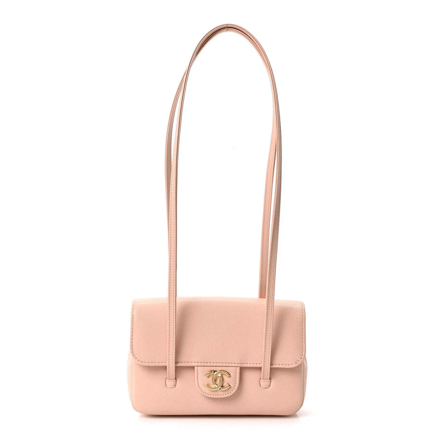 Shiny Caviar Mini Preppy Coco Shoulder Bag Light Pink