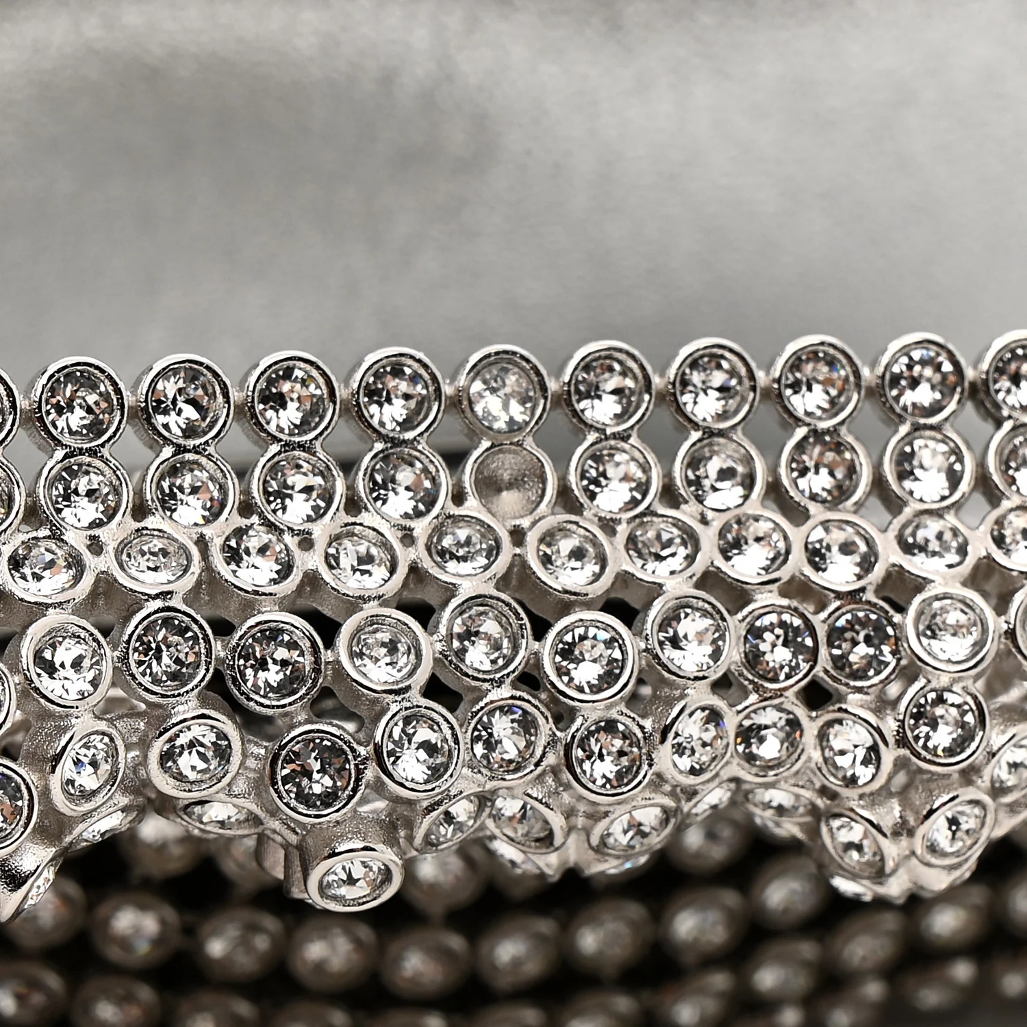 Crystal Embellished Metallic Lambskin Mini Chanel 22 Silver