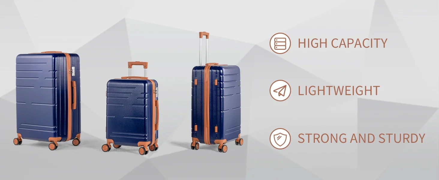 Zimtown Luggage 3 Piece Set Suitcase ABS Hardside Lightweight with TSA Lock Spinner Wheels, Beige