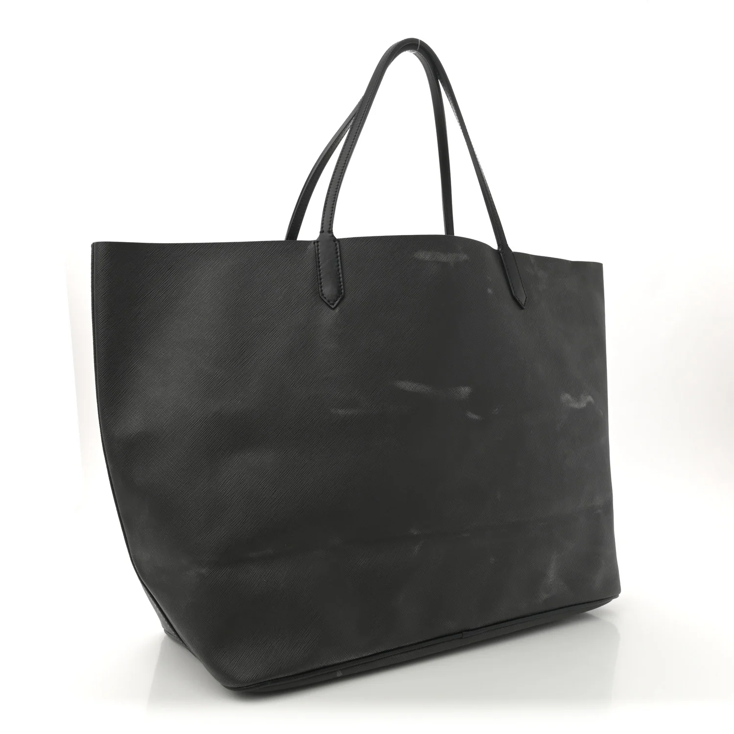 Textured Coated Canvas Bambi Print Large Antigona Tote Black