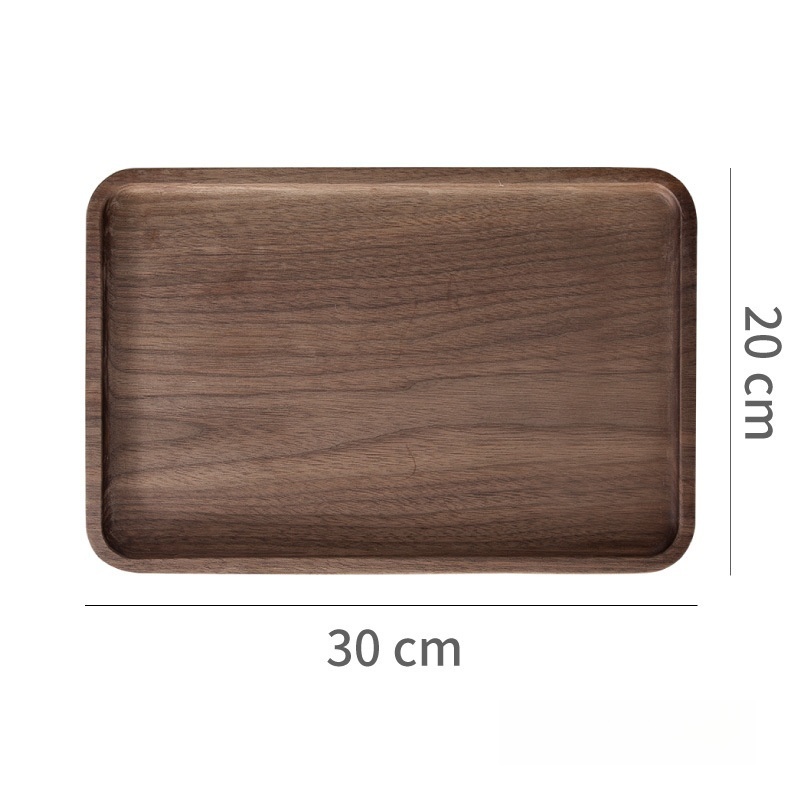 Classic Black Walnut Wooden Oval Tray Tea Tray Solid Wood Dining Plate Dessert Plate Coffee Plate Household Restaurant Water