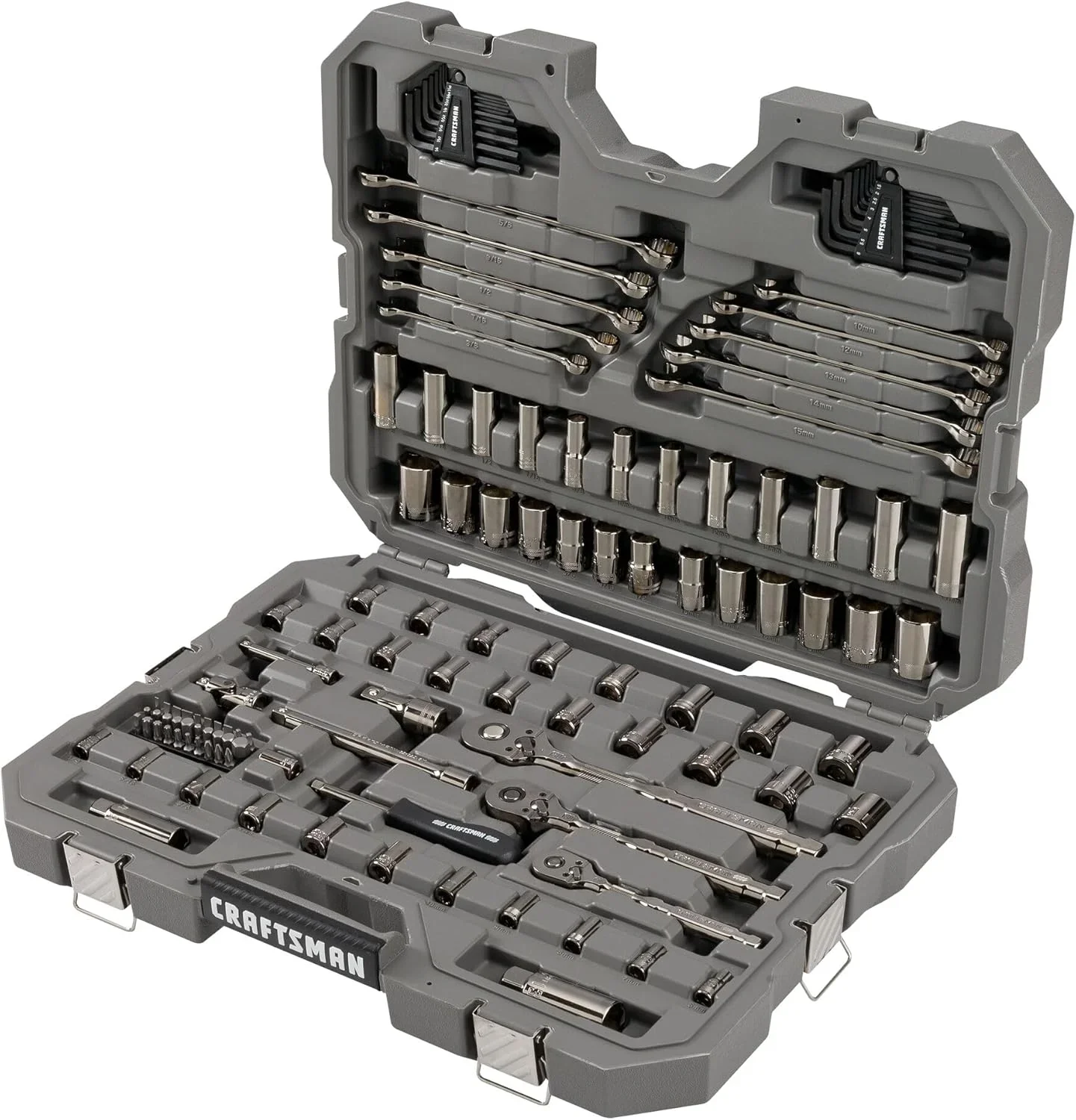 180-Tooth Ratchet Mechanic Tool Set with Gunmetal  , 121-Piece Standard SAE/Metric Socket Set Includes Hard