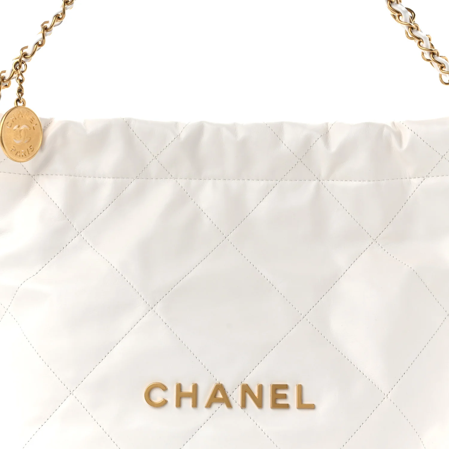 Shiny Calfskin Quilted Small Chanel  White