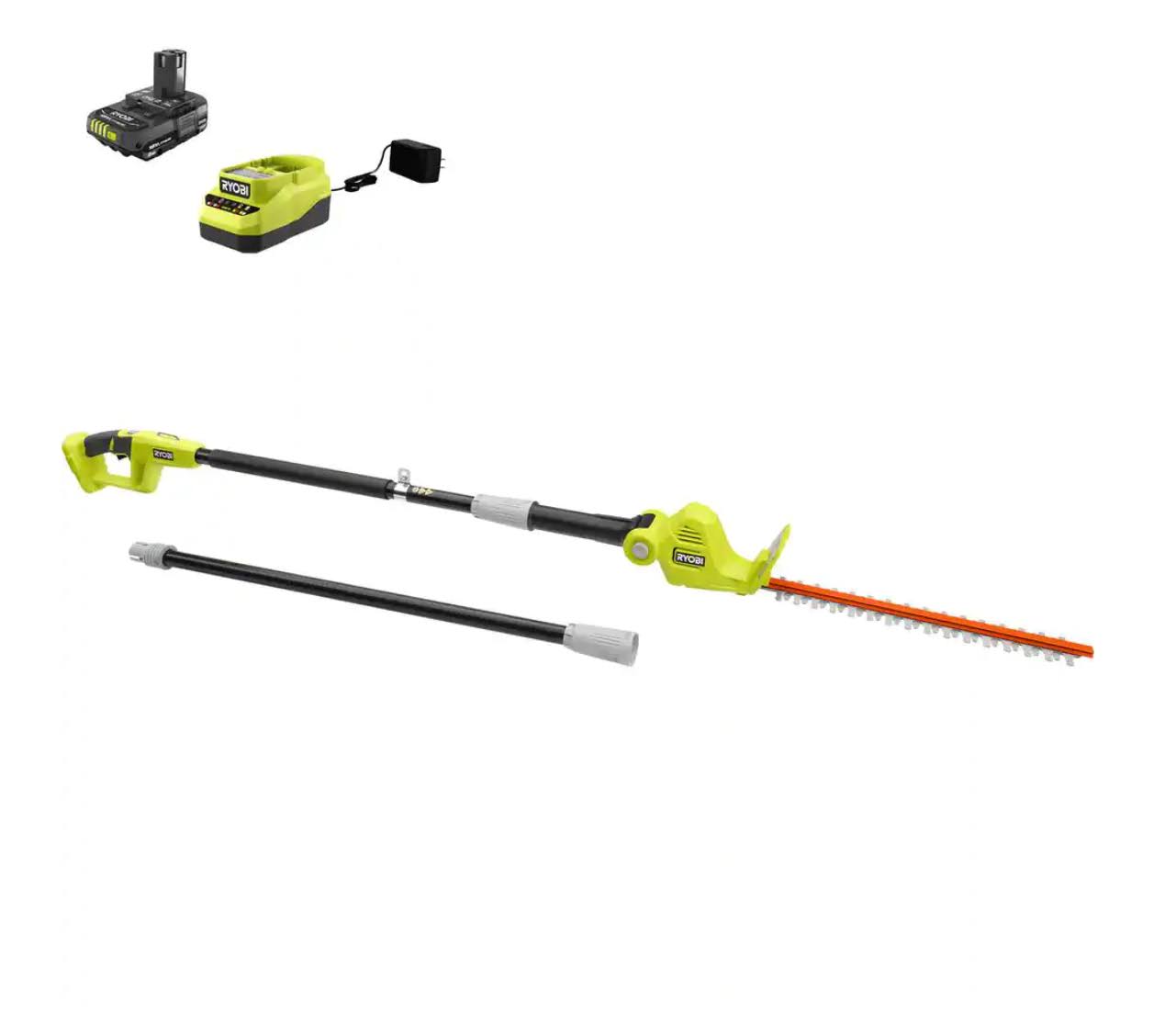 Ryobi P26100VNM ONE+ 18V 18 in. Cordless Battery Pole Hedge Trimmer with 2.0 Ah Battery and Charger