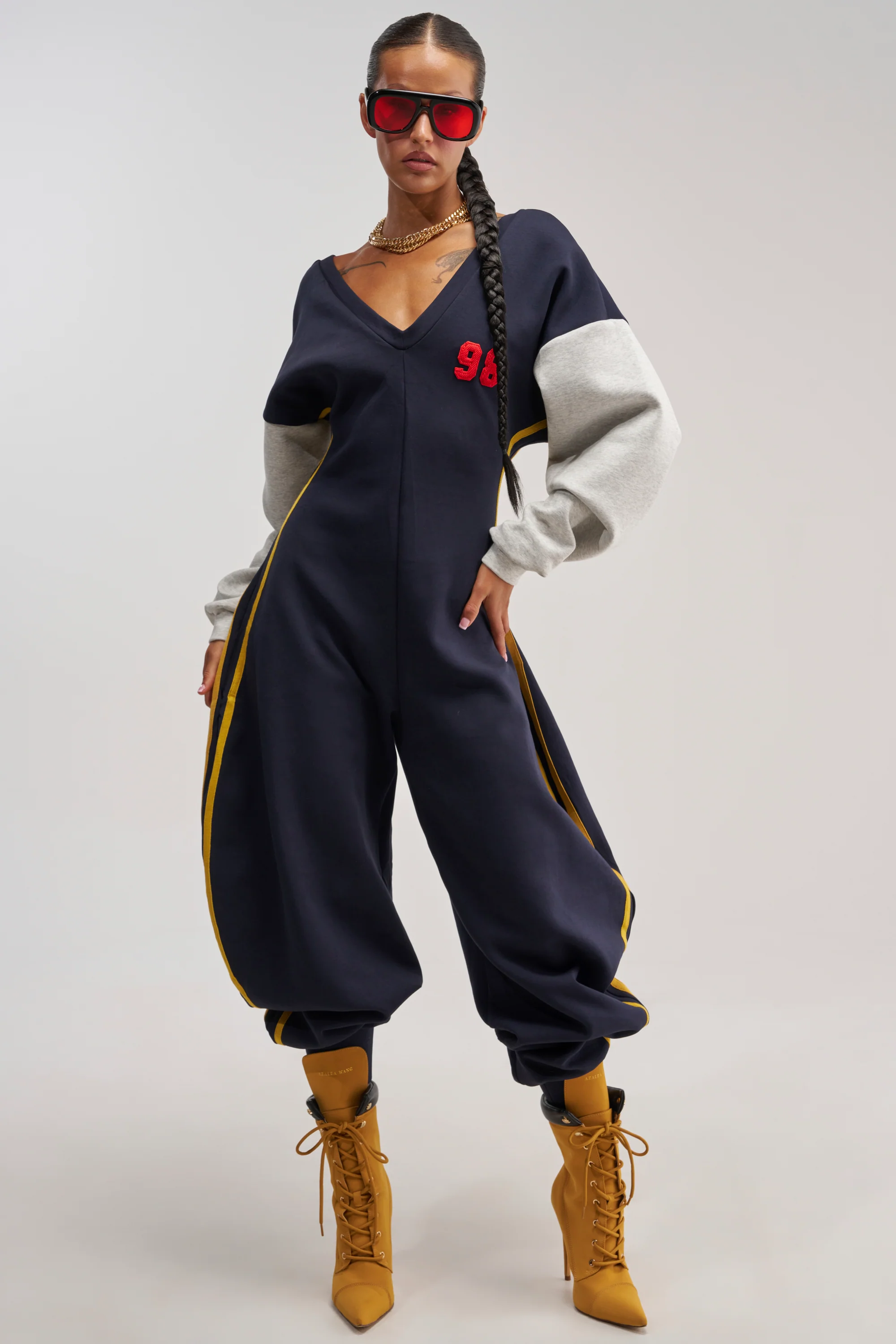 COMFY COZY VARSITY JUMPSUIT IN NAVY - Akira Store