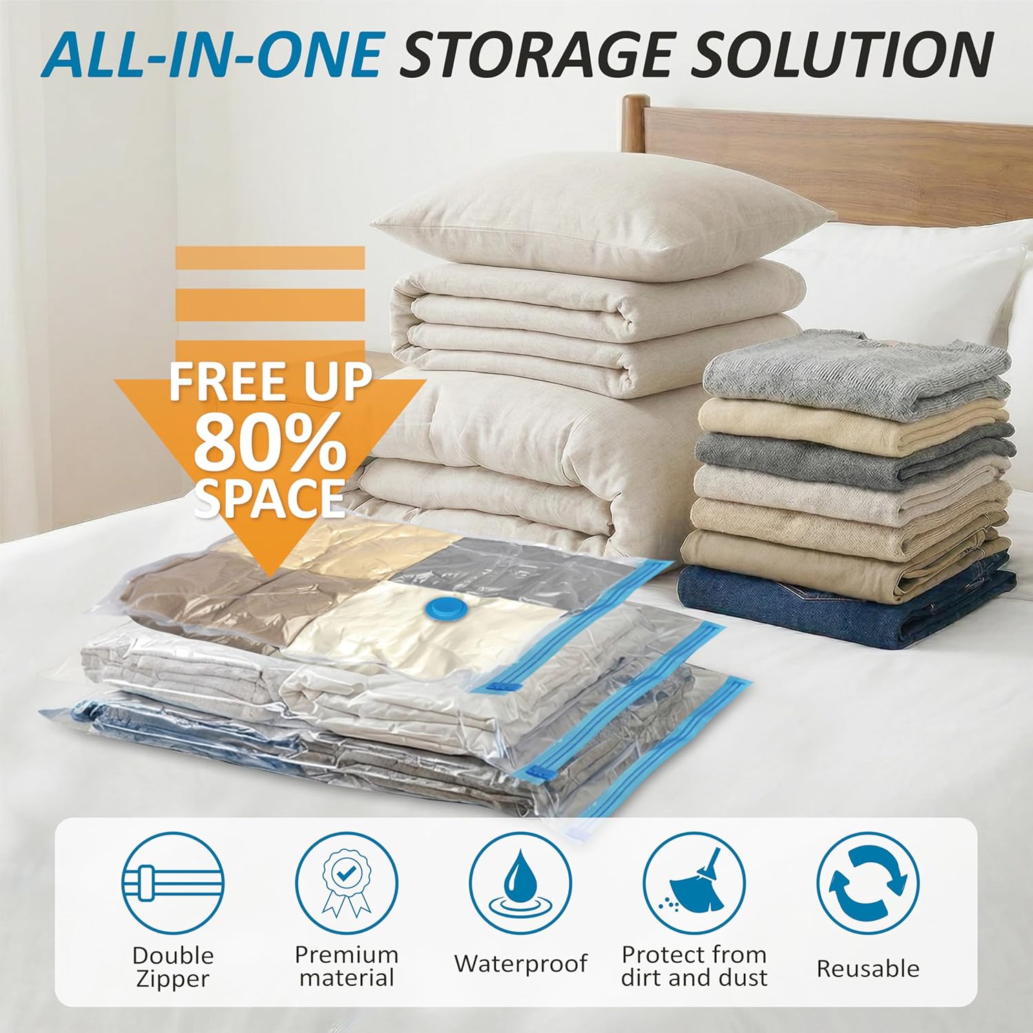Vacuum Storage Bags with Hand Pump, Vacuum Seal Space Saver Bags, 20 Combo