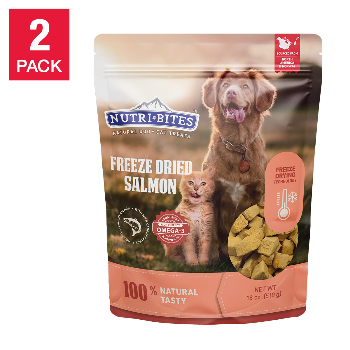 Canature Nutribites Freeze Dried Salmon, Dog and Cat Treat 18 oz, 2 - Pack