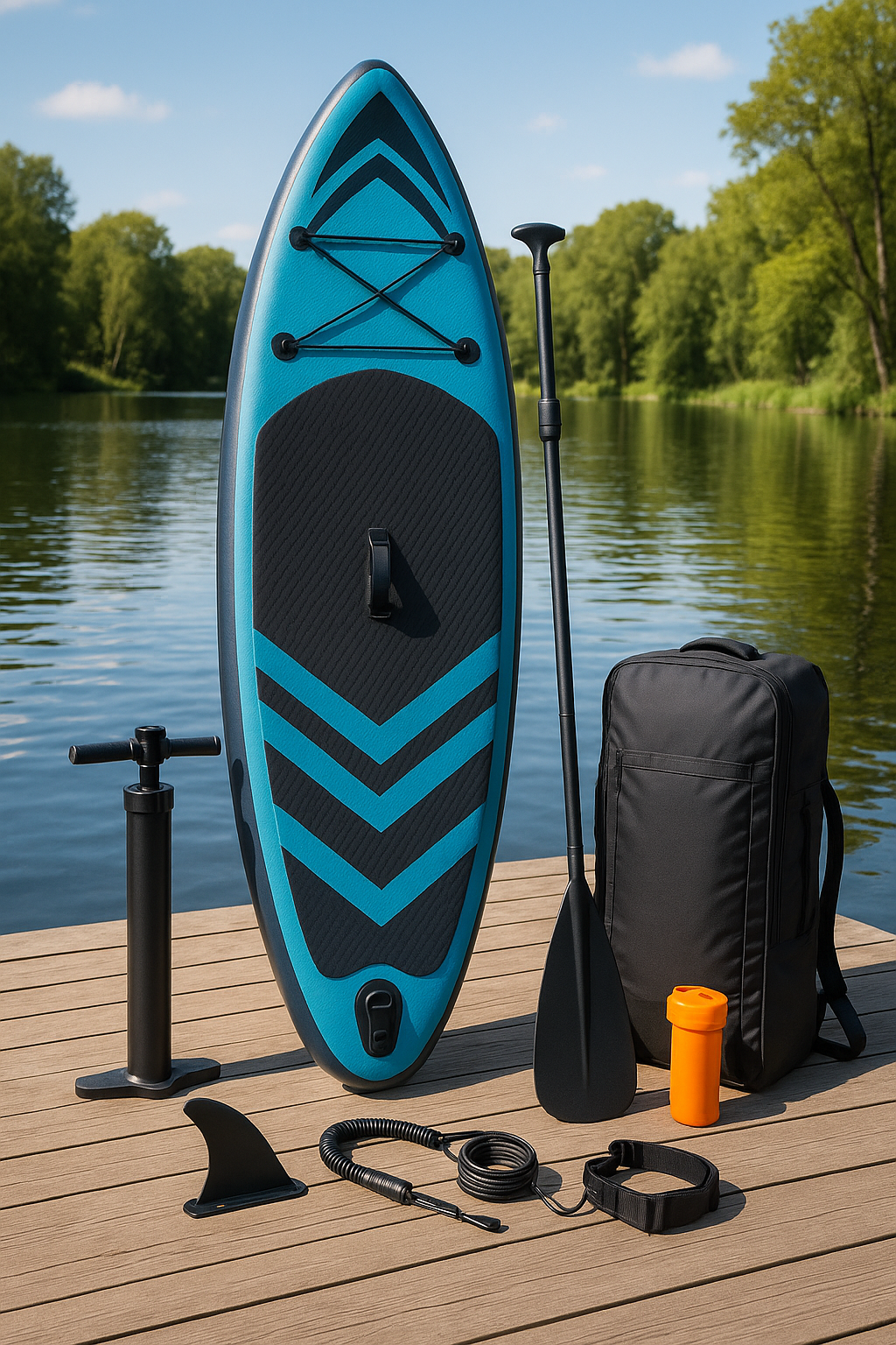 Oppusteligt paddleboard til udendrssport, bl og sort PVC, til s/strand/rejser, 3108015 cm bzDwuNE543Jc