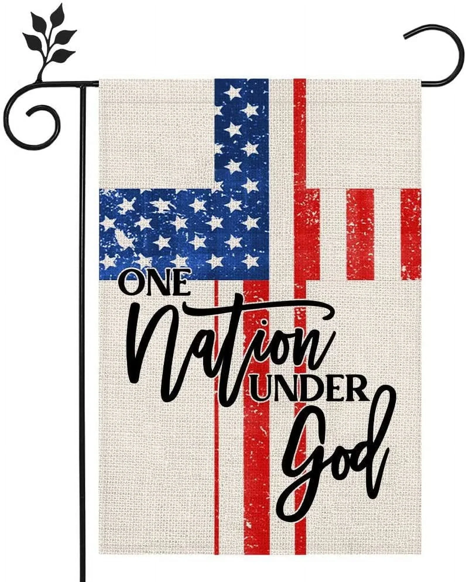 4th of July Independence Day Memorial Day Flags Patriotic One Nation Under God Welcome Garden Flag Double Sided American Veteran Soldier Yard Outdoor Decor 12×18 Inch