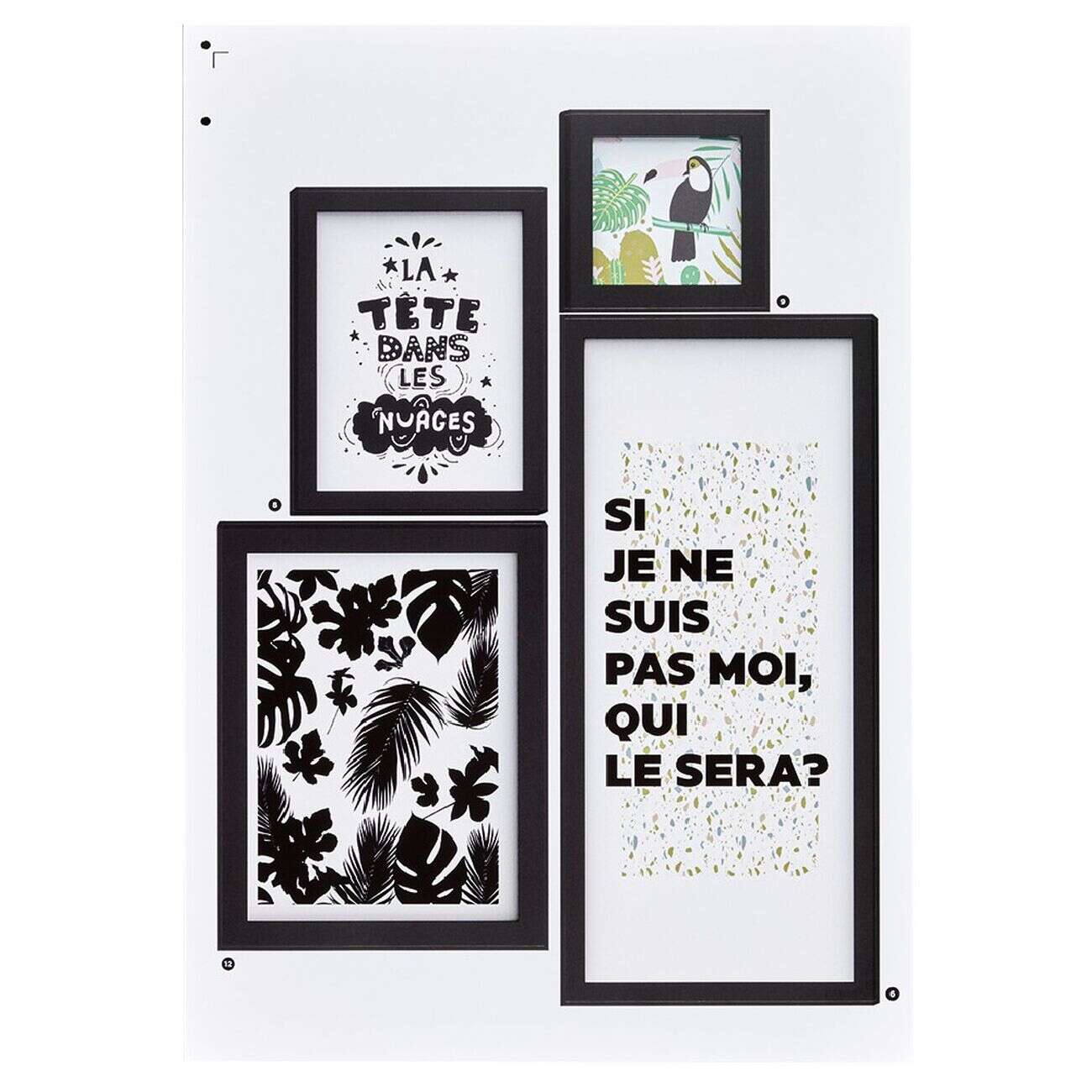 Kit 17 stickers déco effet cadre noir