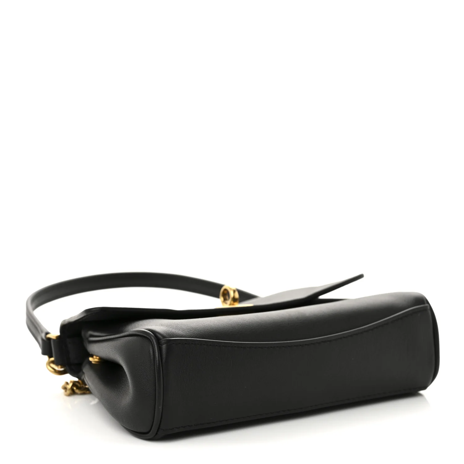 Natural Smooth Calfskin Nano Rodeo Top Handle Handbag Black