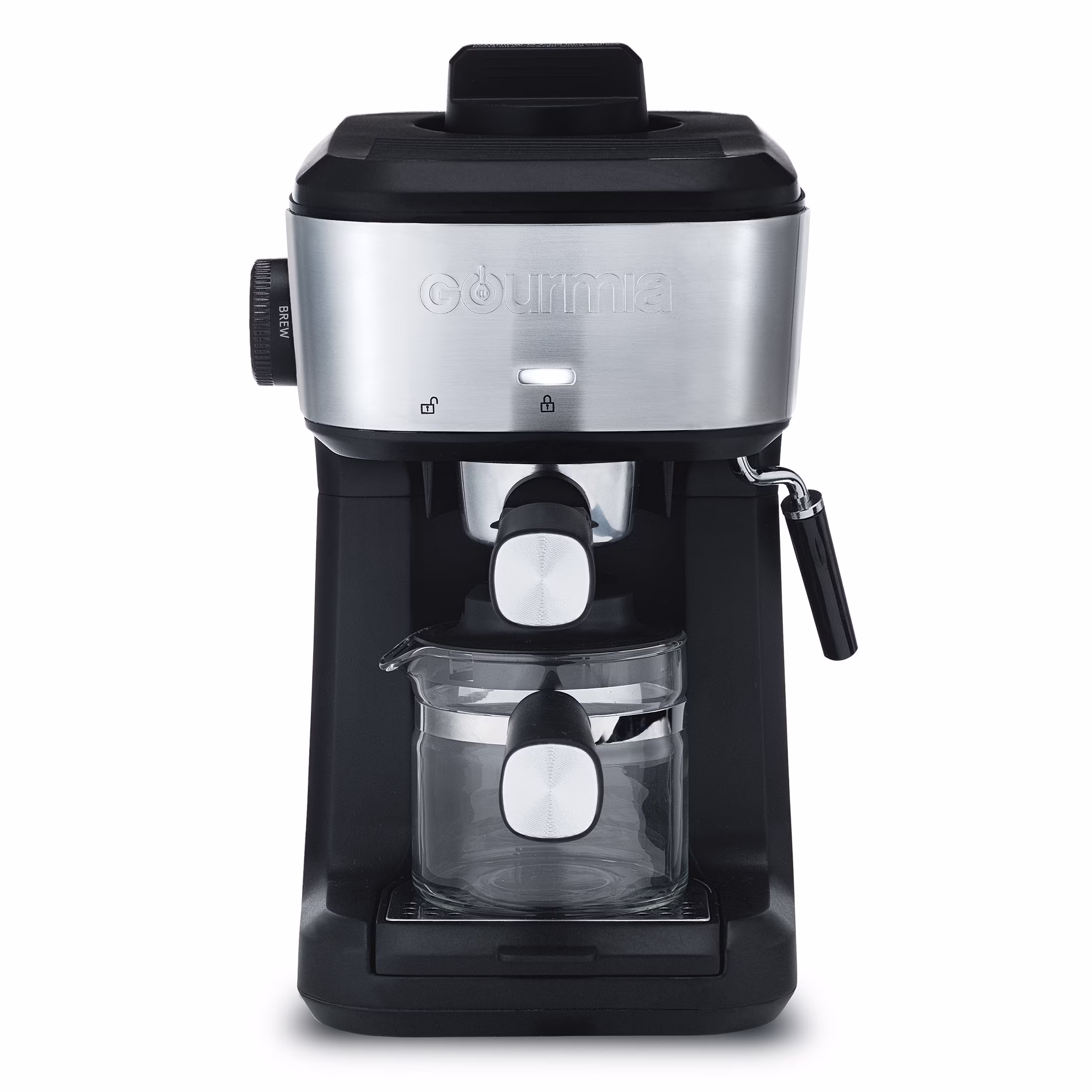 4-Shot Steam Espresso, Cappuccino, and Latte Maker with Frothing Wand, Black, New