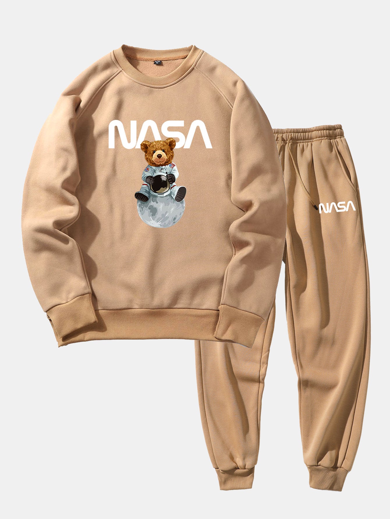 Sweat-shirt à manches raglan imprimé ours NASA et pantalon de jogging imprimé NASA