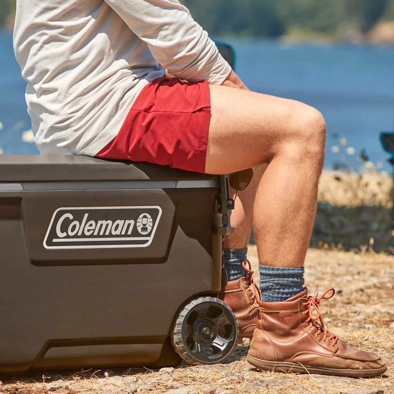 Convoy Series 65-Quart Hard Cooler with Wheels, up to 48 Cans, Brown Walnut Color(Walnut) - Image 9