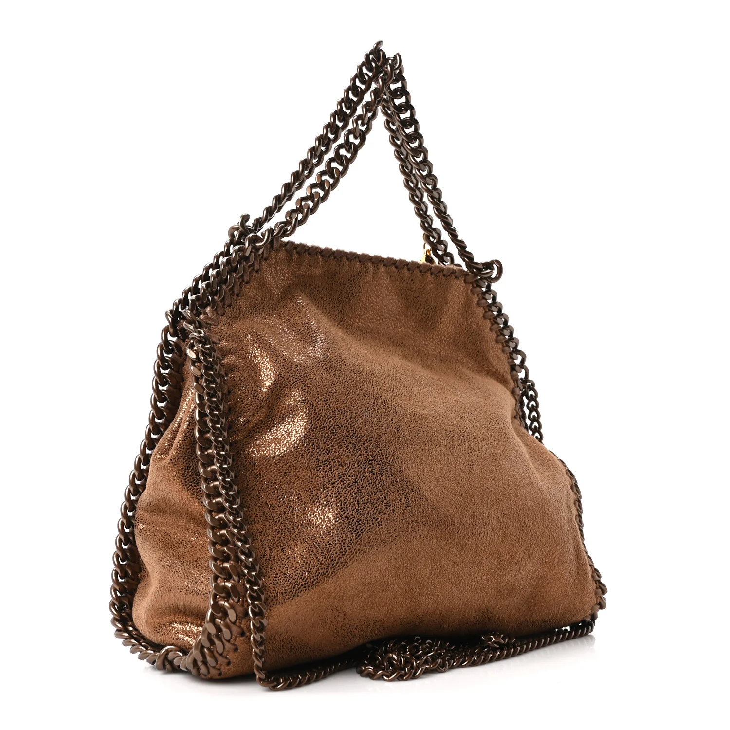 Metallic Shaggy Deer Mini Falabella Fold Over Tote Bronze
