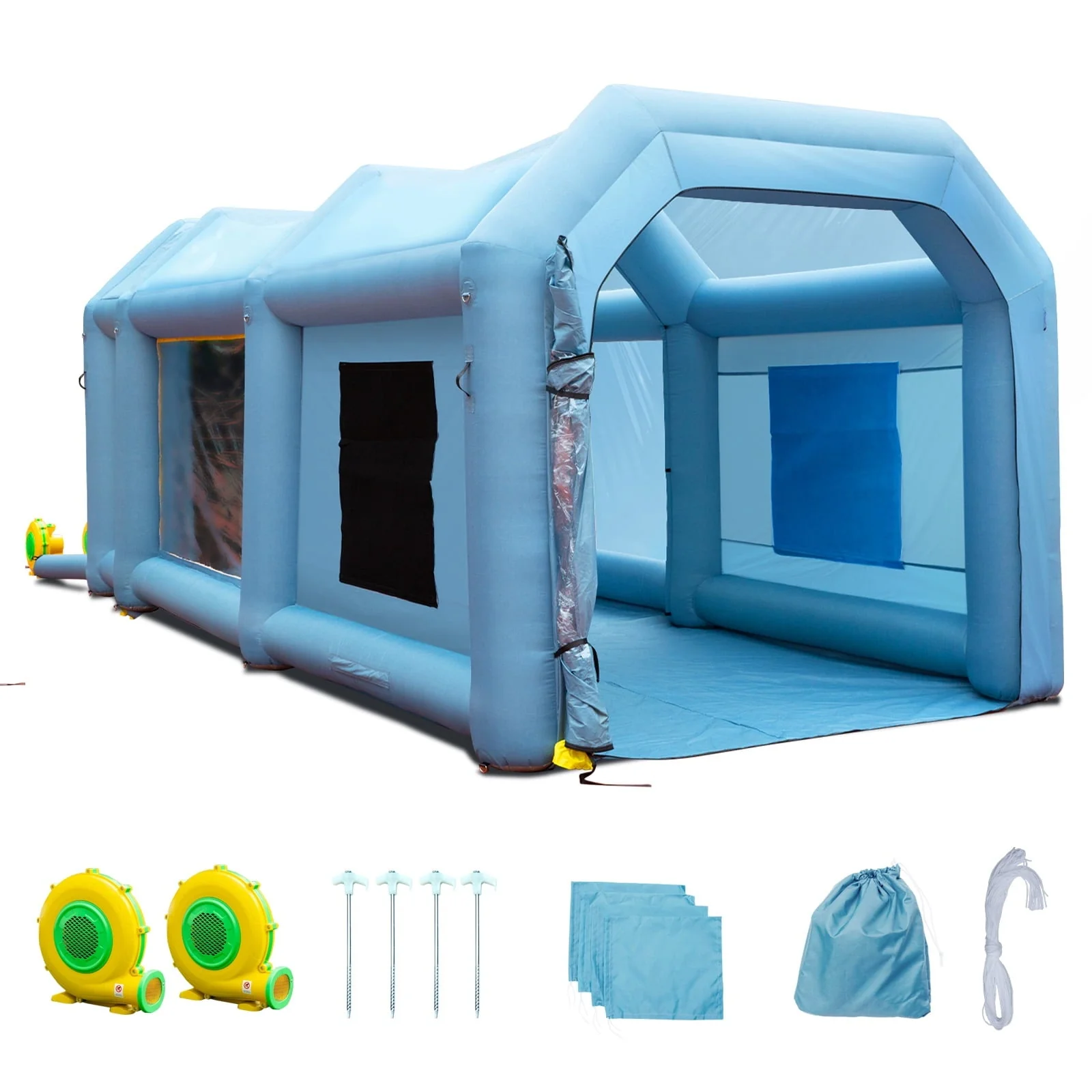 Inflatable Paint Booth 26x15x11ft Inflatable Spray Booth Car Paint Tent with 750W+950W Filter System Blower