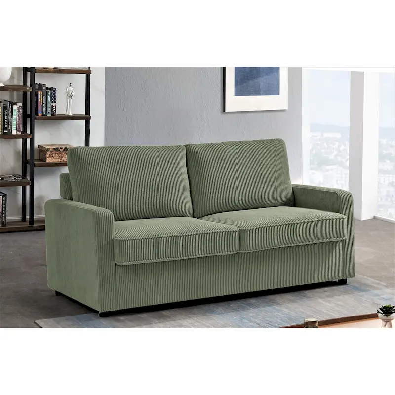 Manchester 70-Inch Square Arm Sofa Bed in Polyester Corduroy