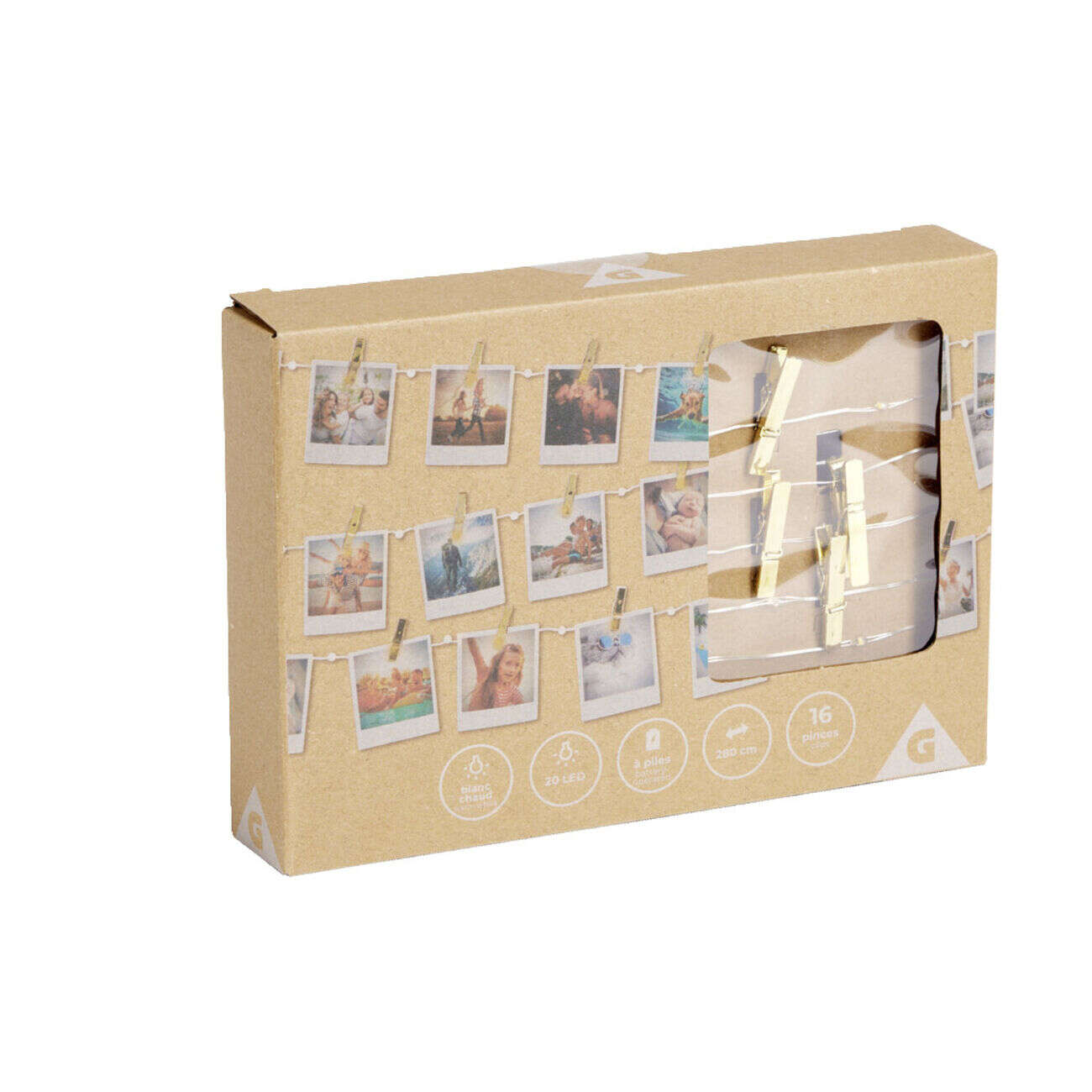 Guirlande LED à pinces 280cm plastique doré