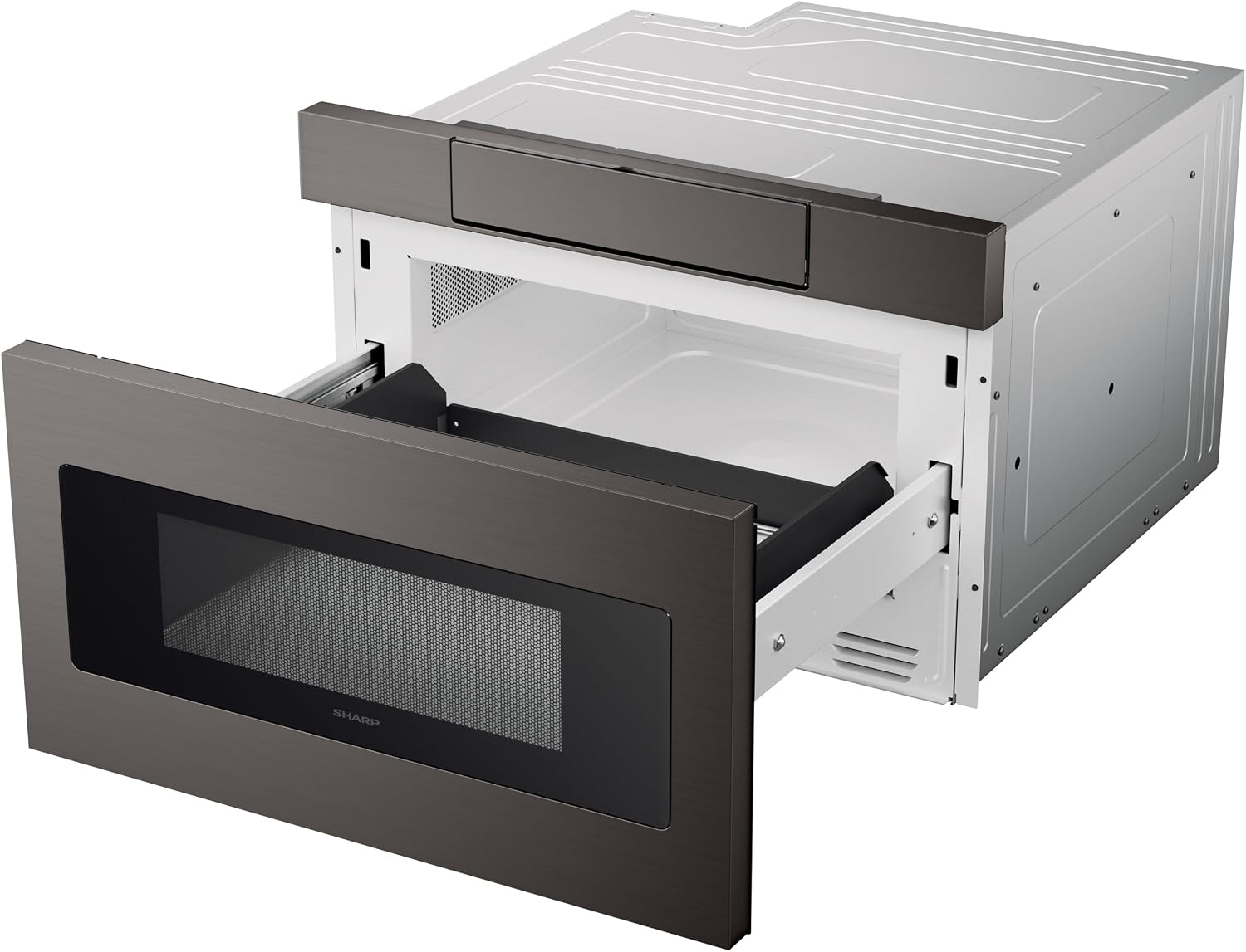 SHARP SMD2470AH Microwave Drawer Oven, 24-inch, 1.2 Cubic Feet, 950 Watt, Concealed Control Panel with Digital LCD Display, Black Stainless Steel