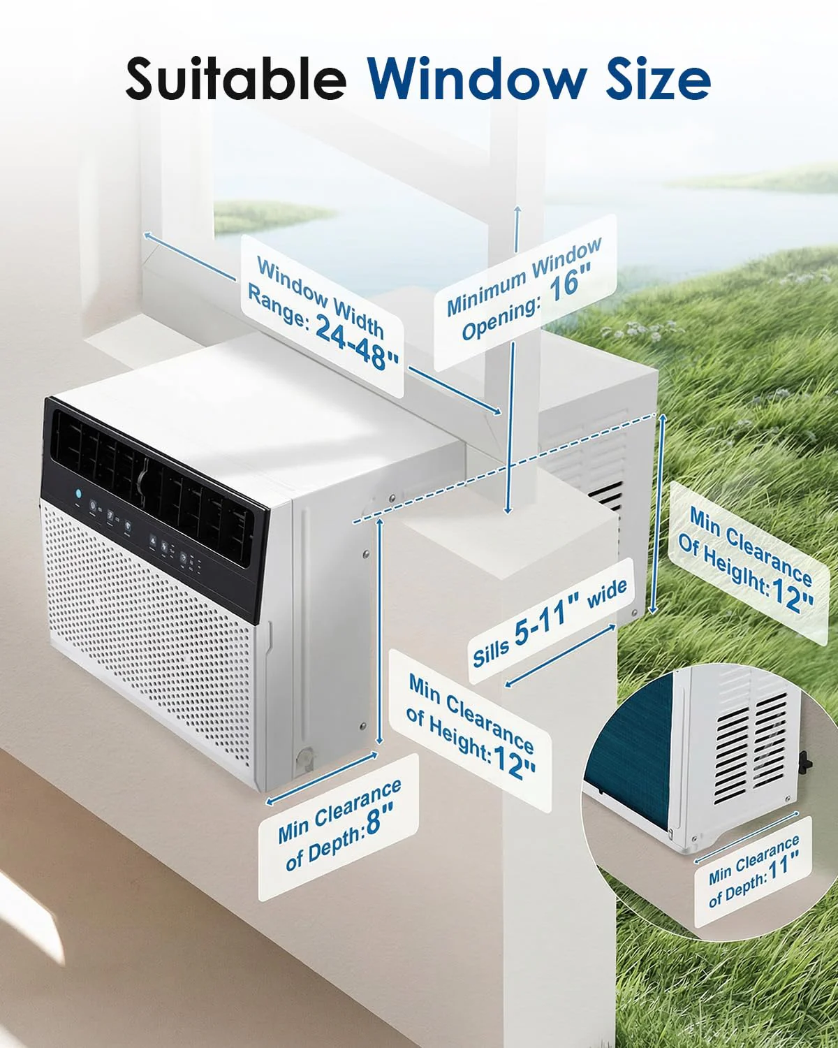 AECOJOY 12000 BTU Window Air Conditioner, Energy-Saving Window AC Unit, Cools up to 350 Sq. Ft.