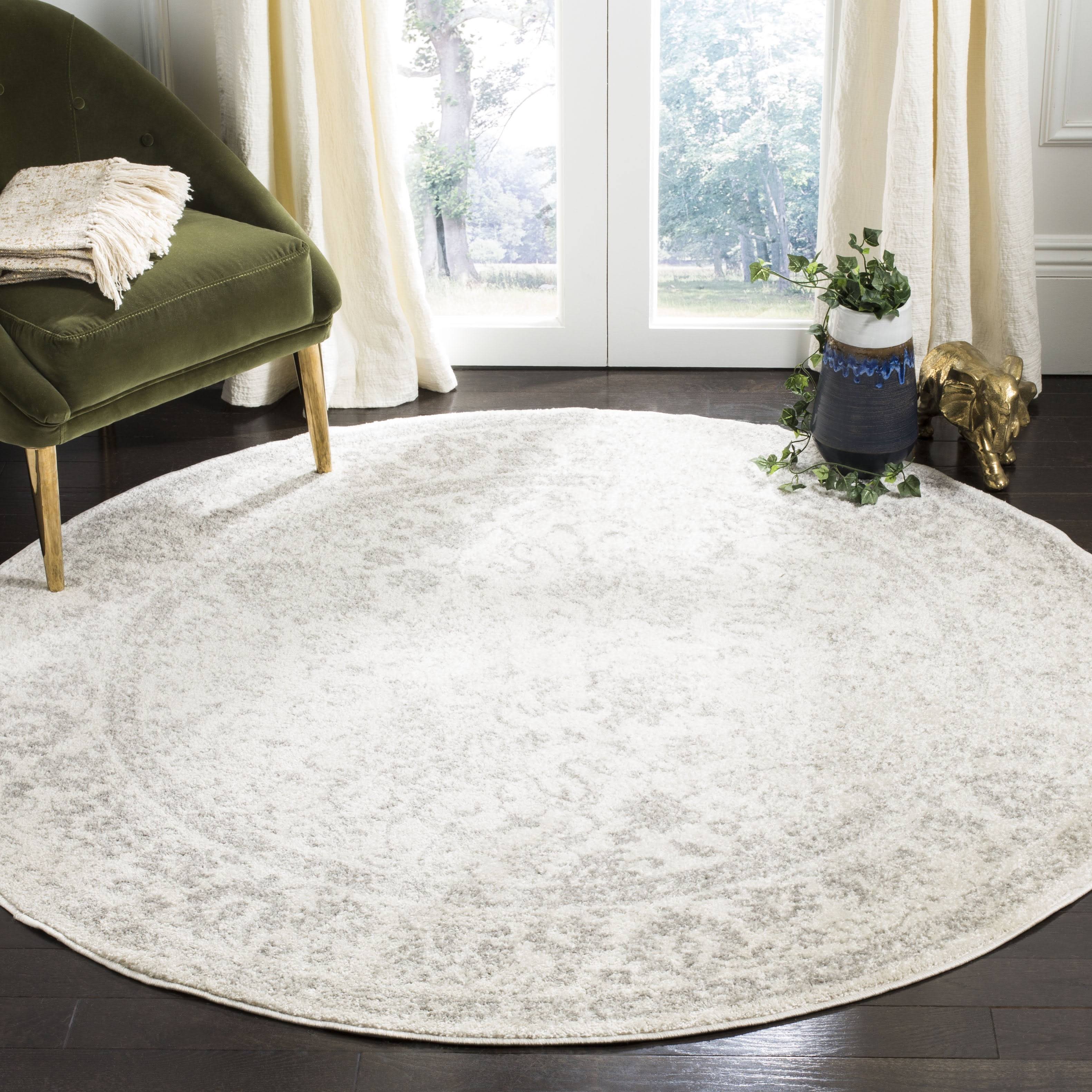 3' Spacedye Design Round Accent Rug Ivory/Silver - Safavieh