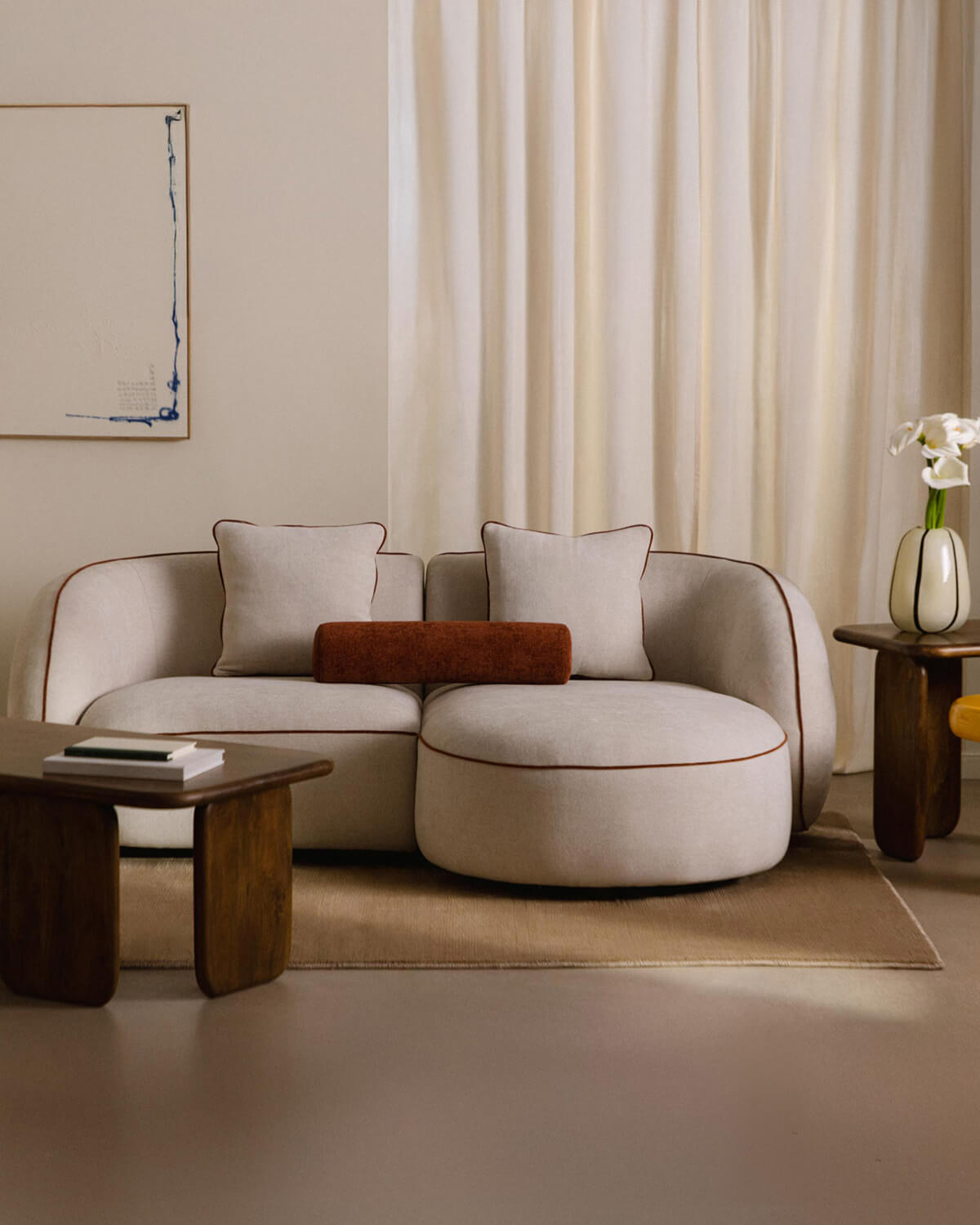 Ilham - Sofá Modular 2 Piezas Esquinero con Chaise Longue de Tela Ilham